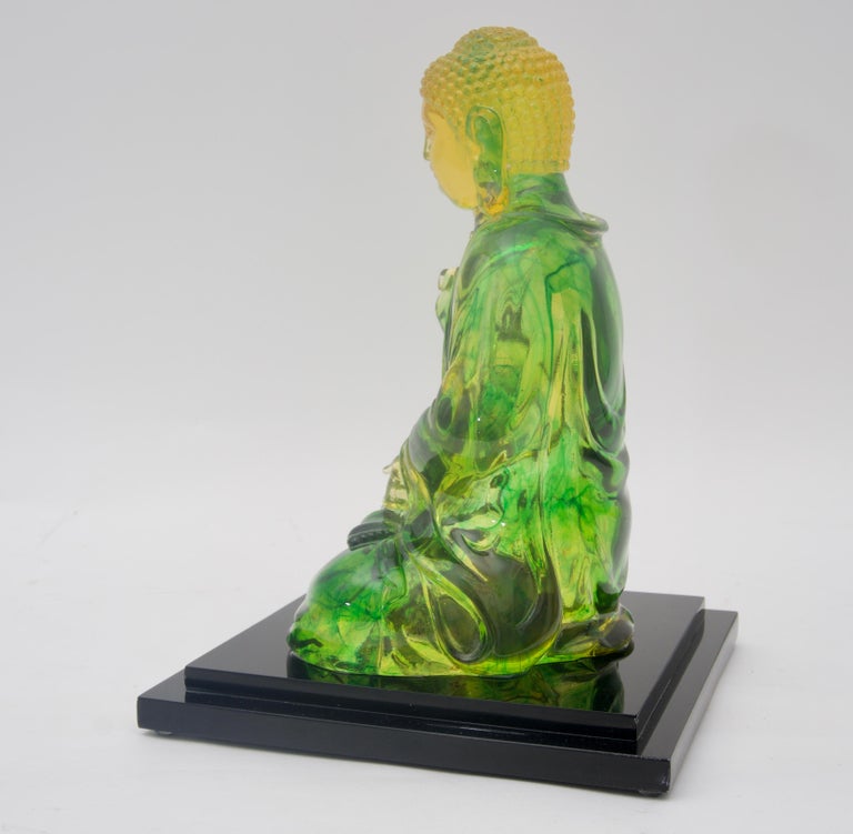 Molded Green Lucite Buddha Figure