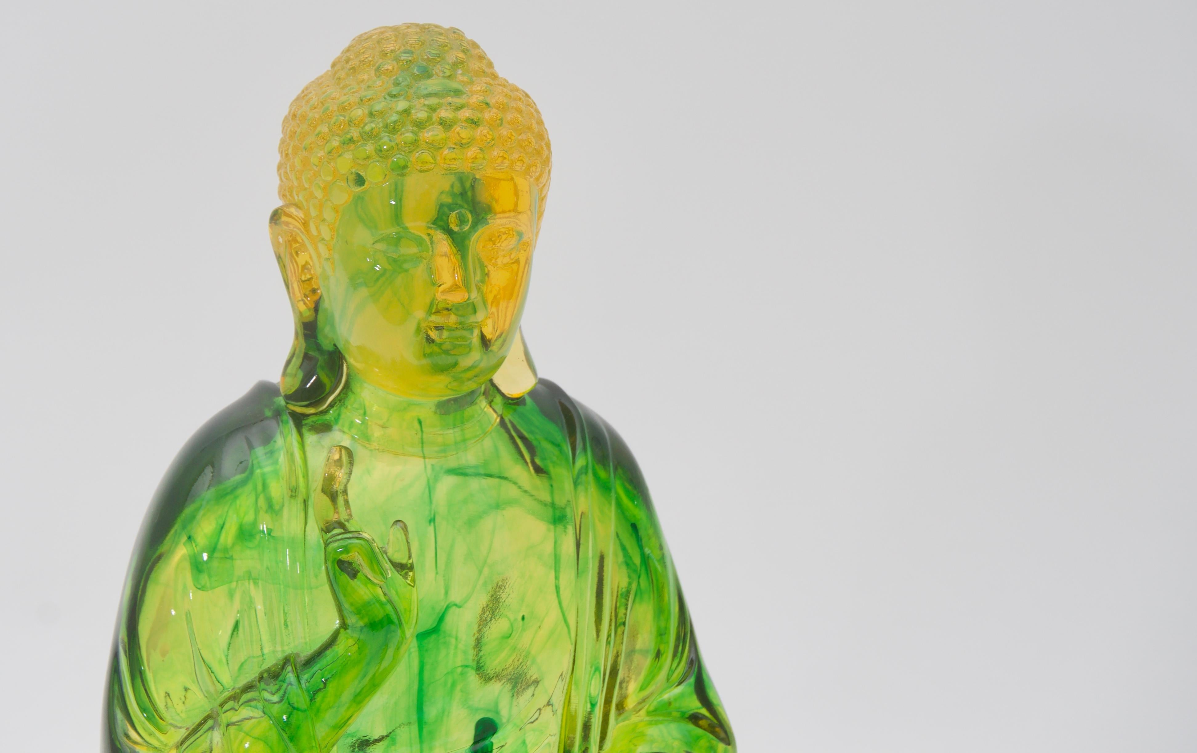 Green Lucite Buddha Figure In Good Condition In West Palm Beach, FL