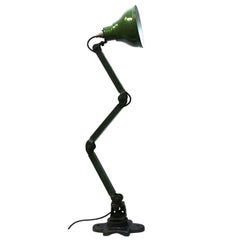 Green Machinist Desk Light Flex Arm Enamel Shade UK Antique Industrial