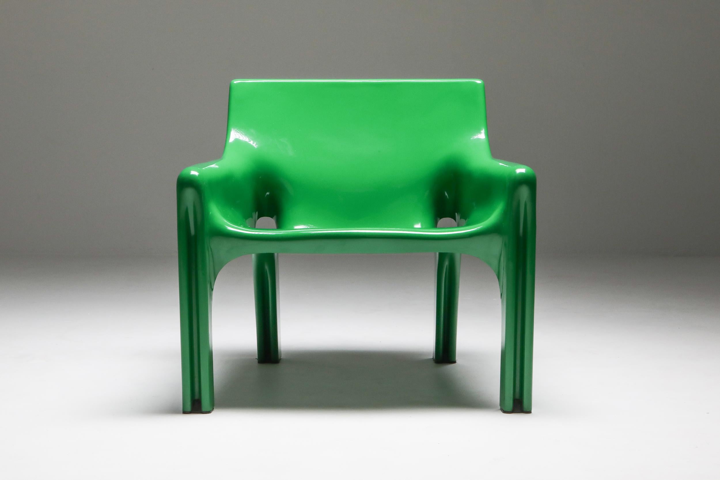 Post-Modern Green Magistretti 'Vicario' Armchairs