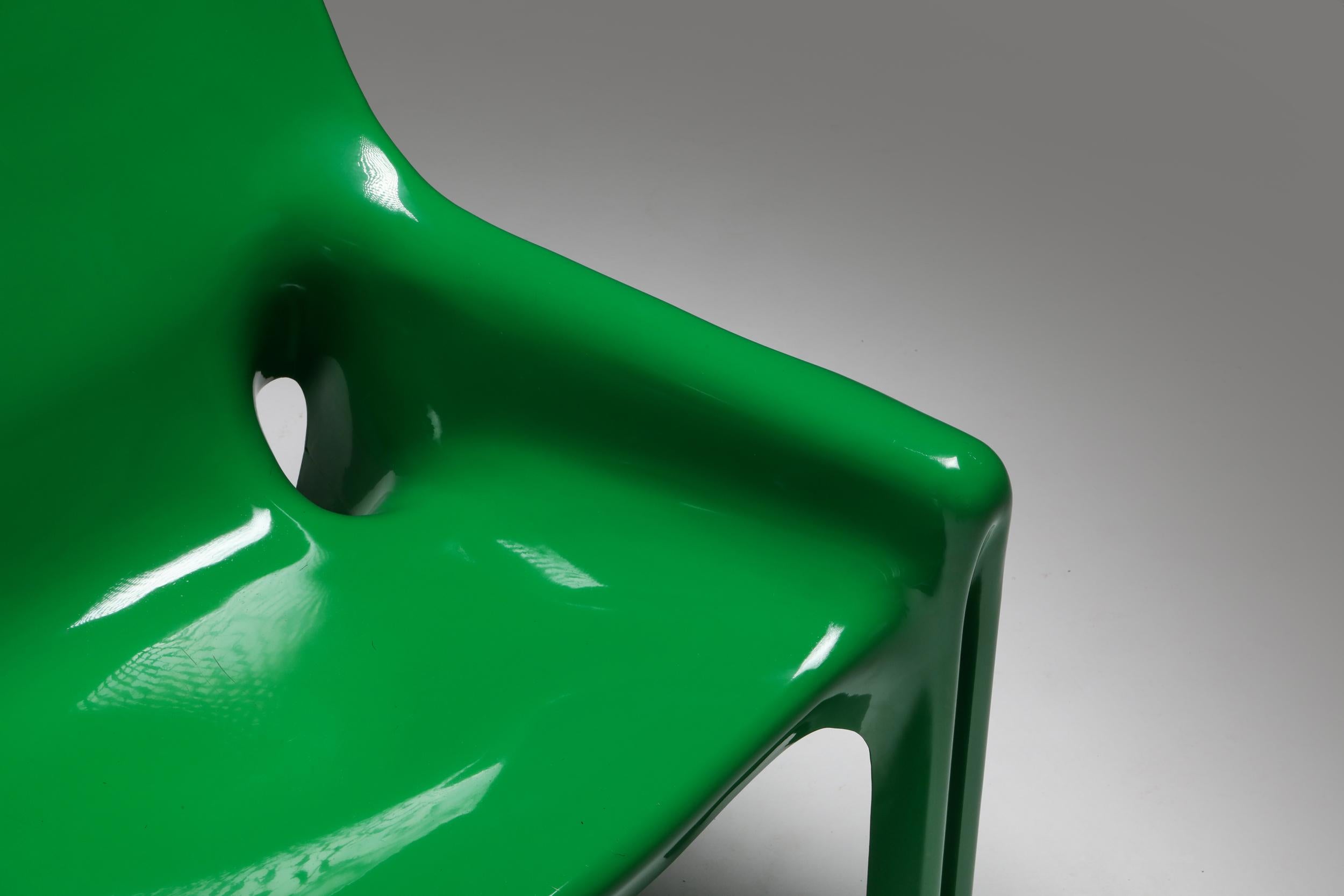 Fiberglass Green Magistretti 'Vicario' Armchairs
