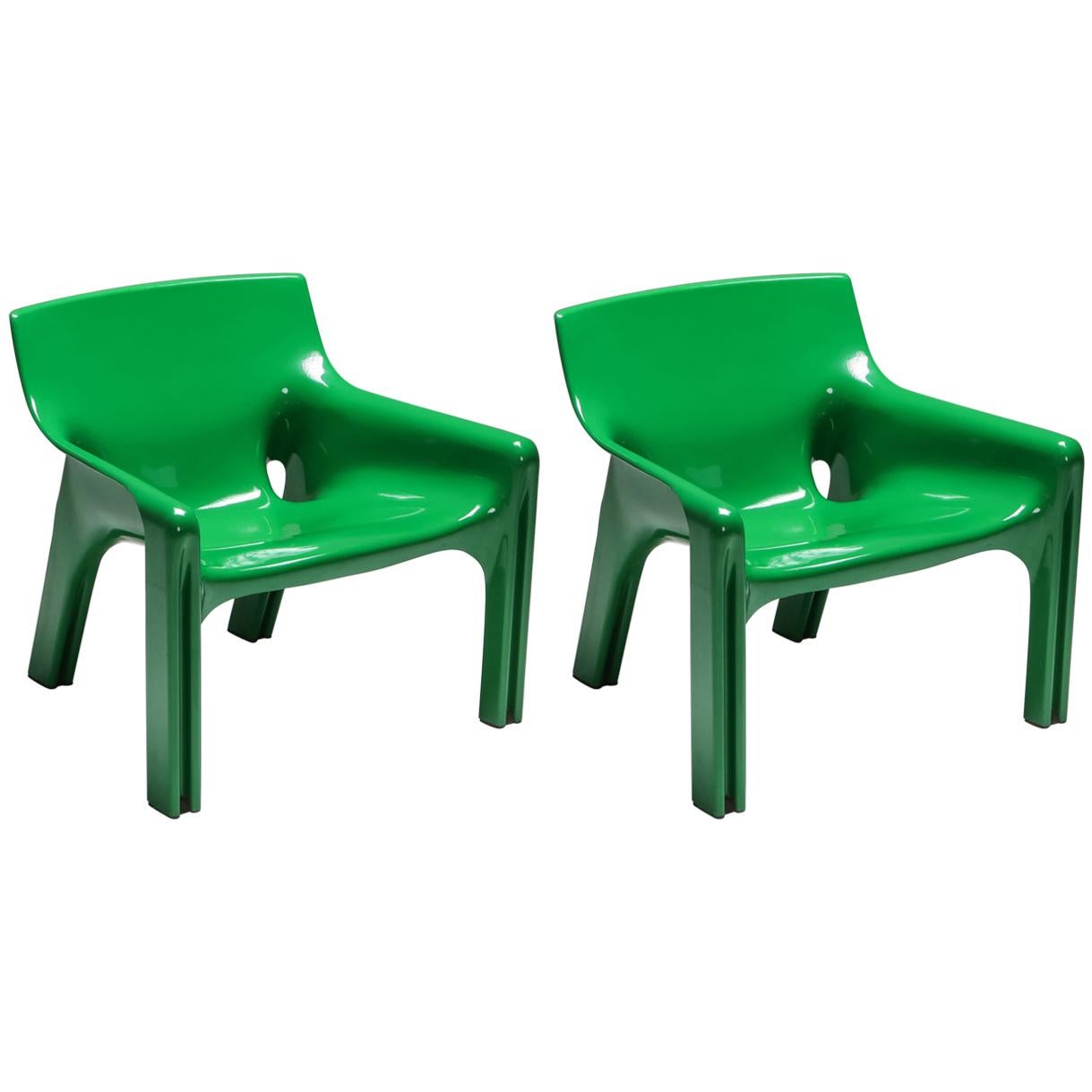Green Magistretti 'Vicario' Armchairs