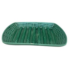 Green Majolica Asparagus Server Sarreguemines, circa 1930