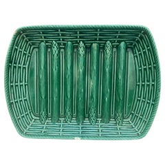 Green Majolica Asparagus Server Sarreguemines, circa 1930