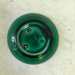 Green Majolica Leaf Butter Pat, circa 1890