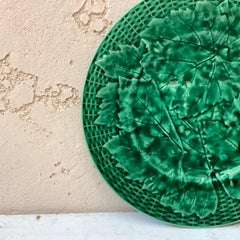 Green Majolica Leaves Plate, circa 1890