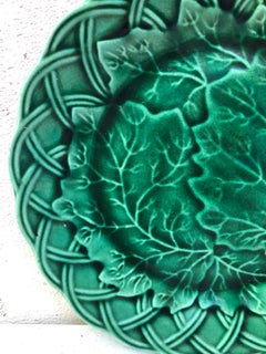 Green Majolica Leaves Plate, circa 1890