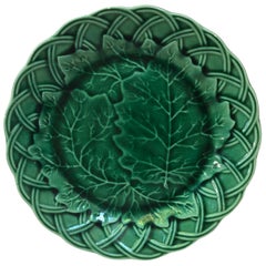 Green Majolica Leaves Plate, circa 1890