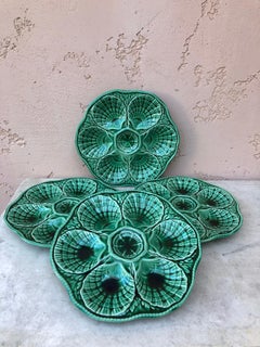 Green Majolica Oyster Plate Sarreguemines, Circa 1930