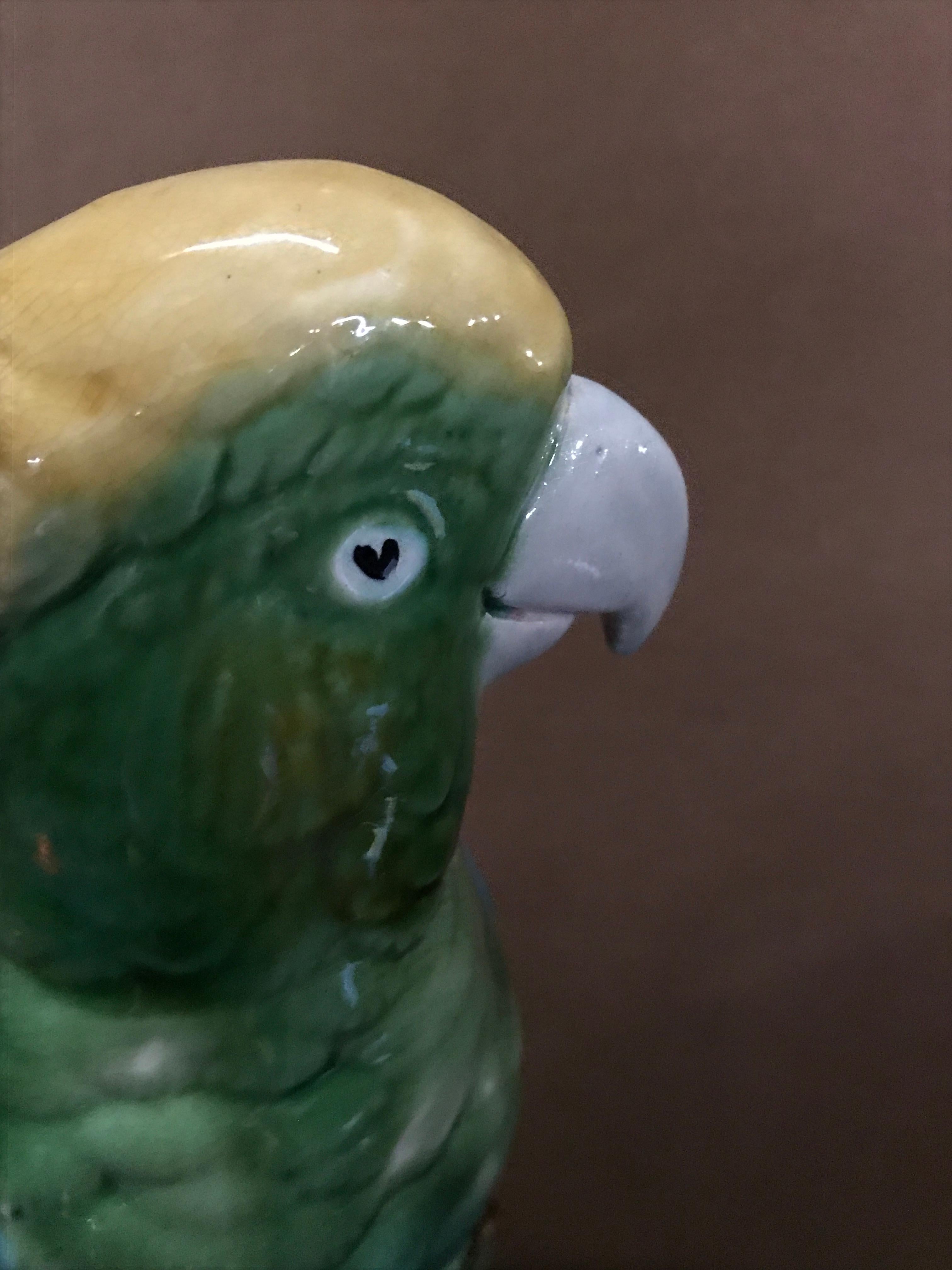 Green Majolica Parrot by Mintons 2