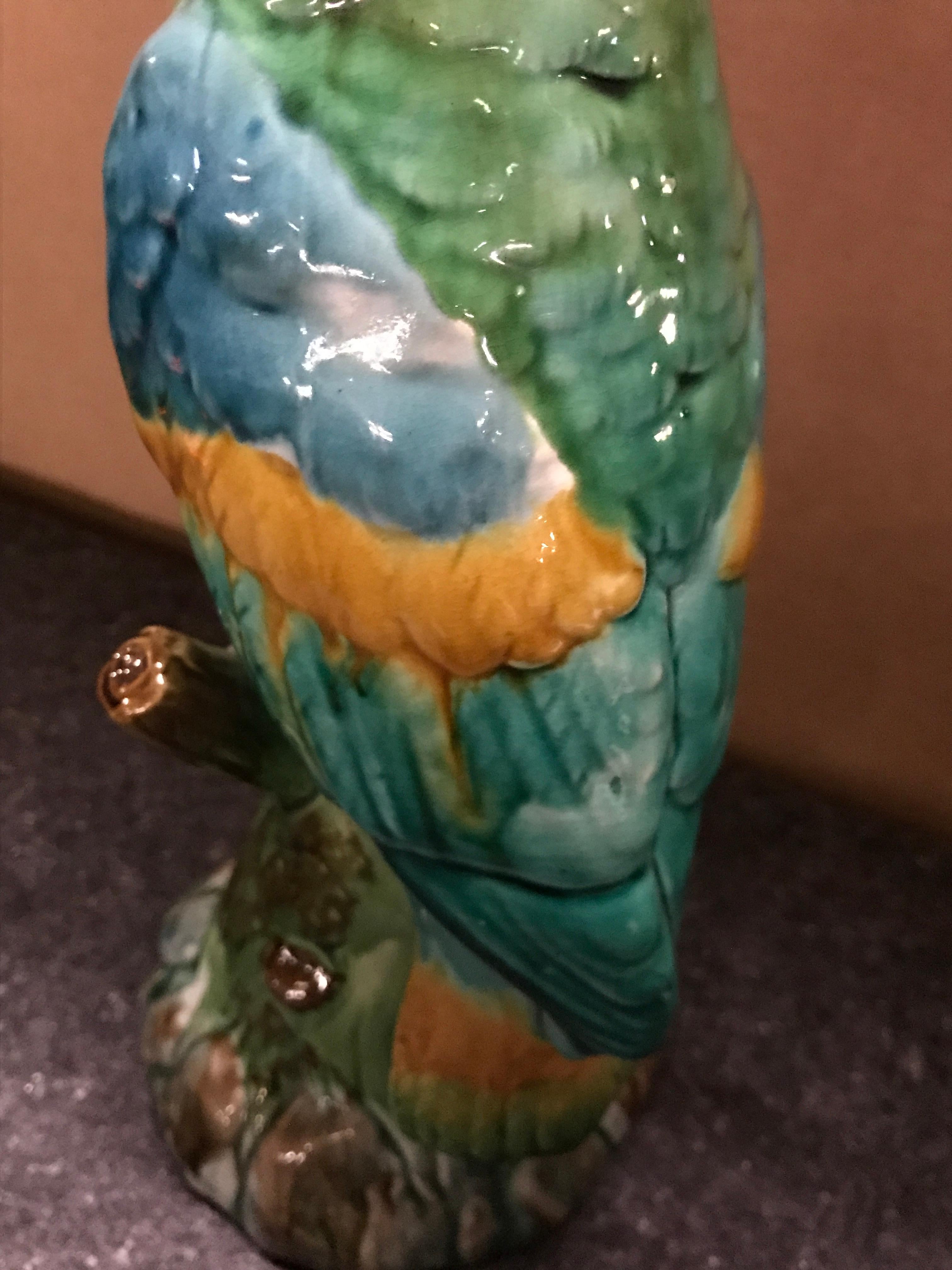 Green Majolica Parrot by Mintons 3