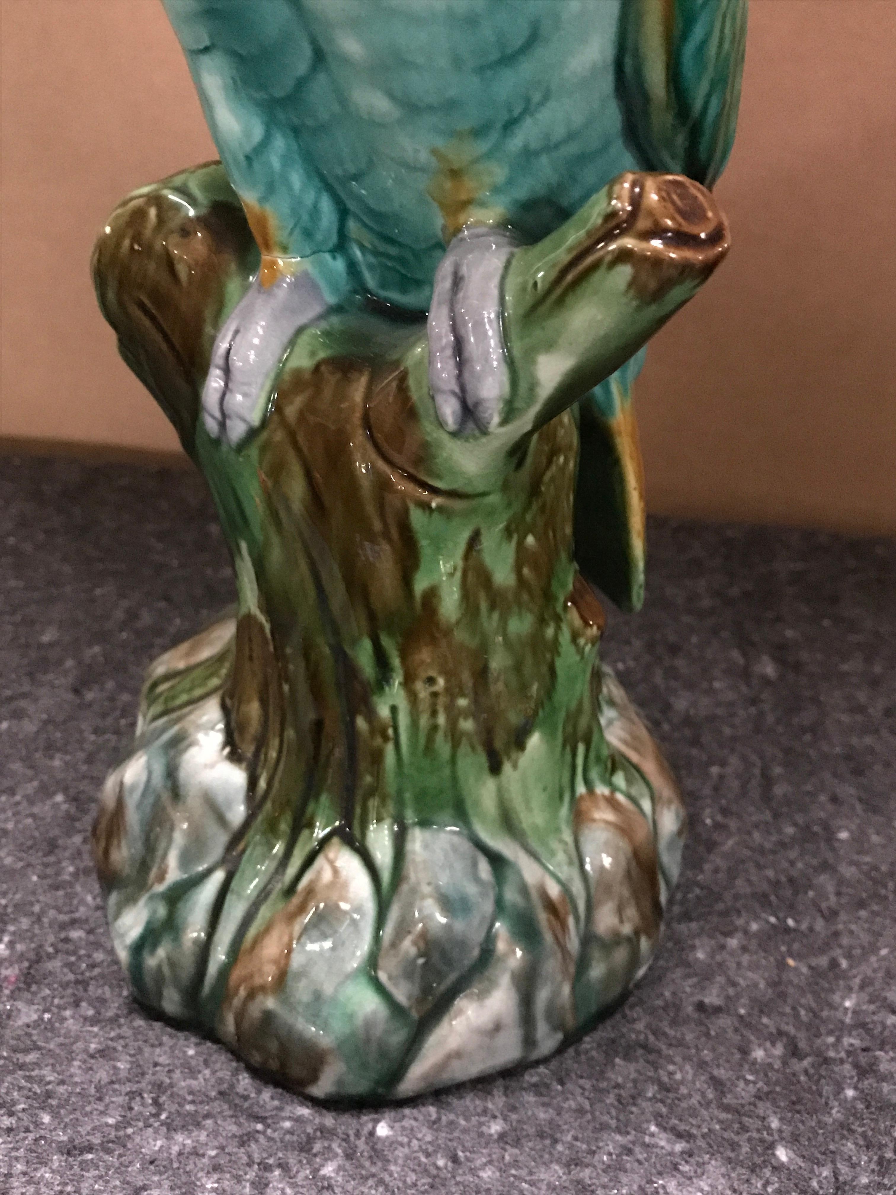 Green Majolica Parrot by Mintons 4