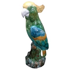 Green Majolica Parrot by Mintons