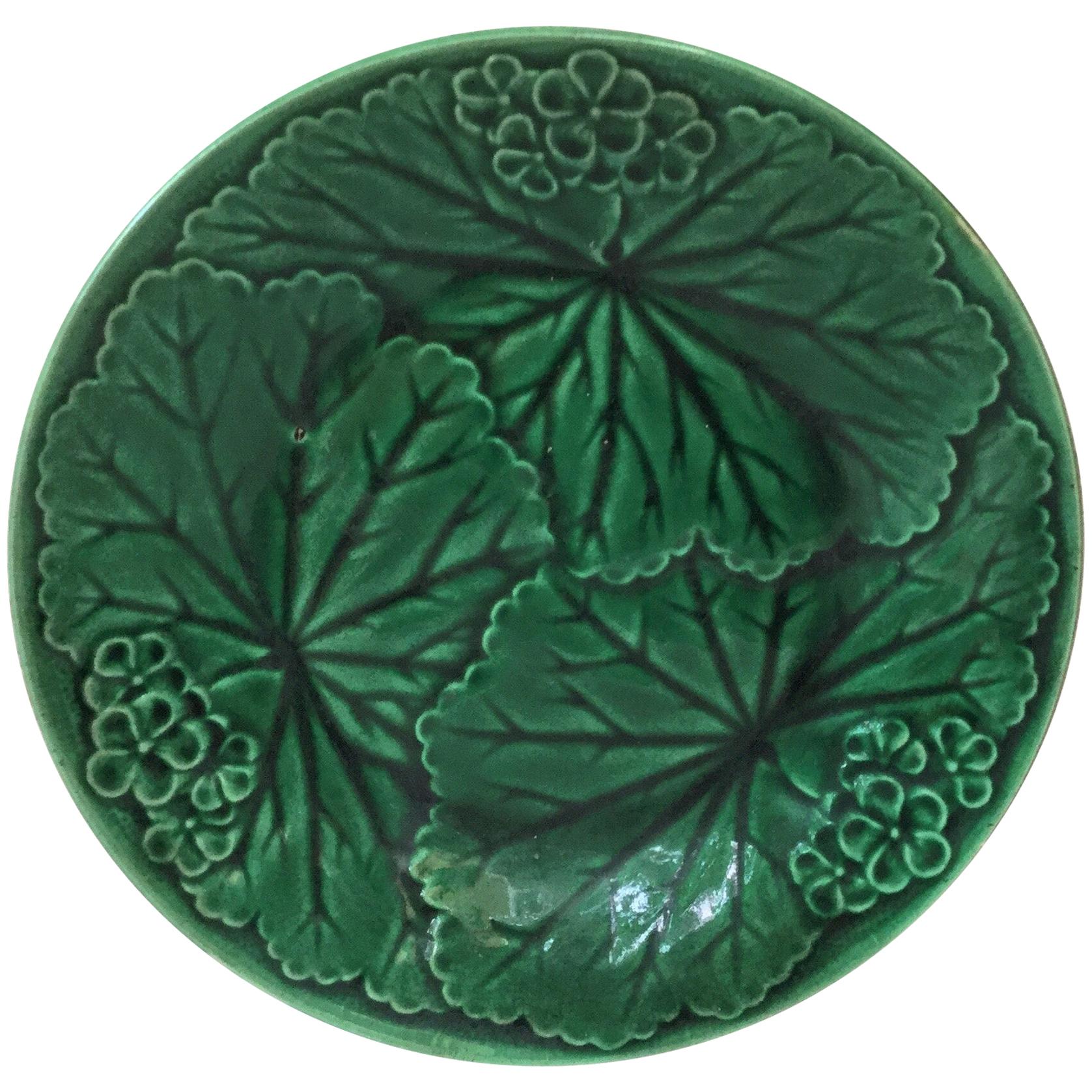 Green Majolica Plate Clairefontaine, circa 1890