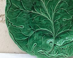 Green Majolica Plate With Leaves, circa 1880