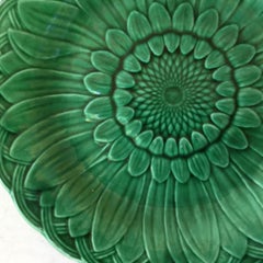 Green Majolica Sunflower Plate Wedgwood, circa 1880