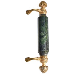 Green Malachite and Gold-Plated Bar Door or Cabinet Pull Sherle Wagner, 1970s