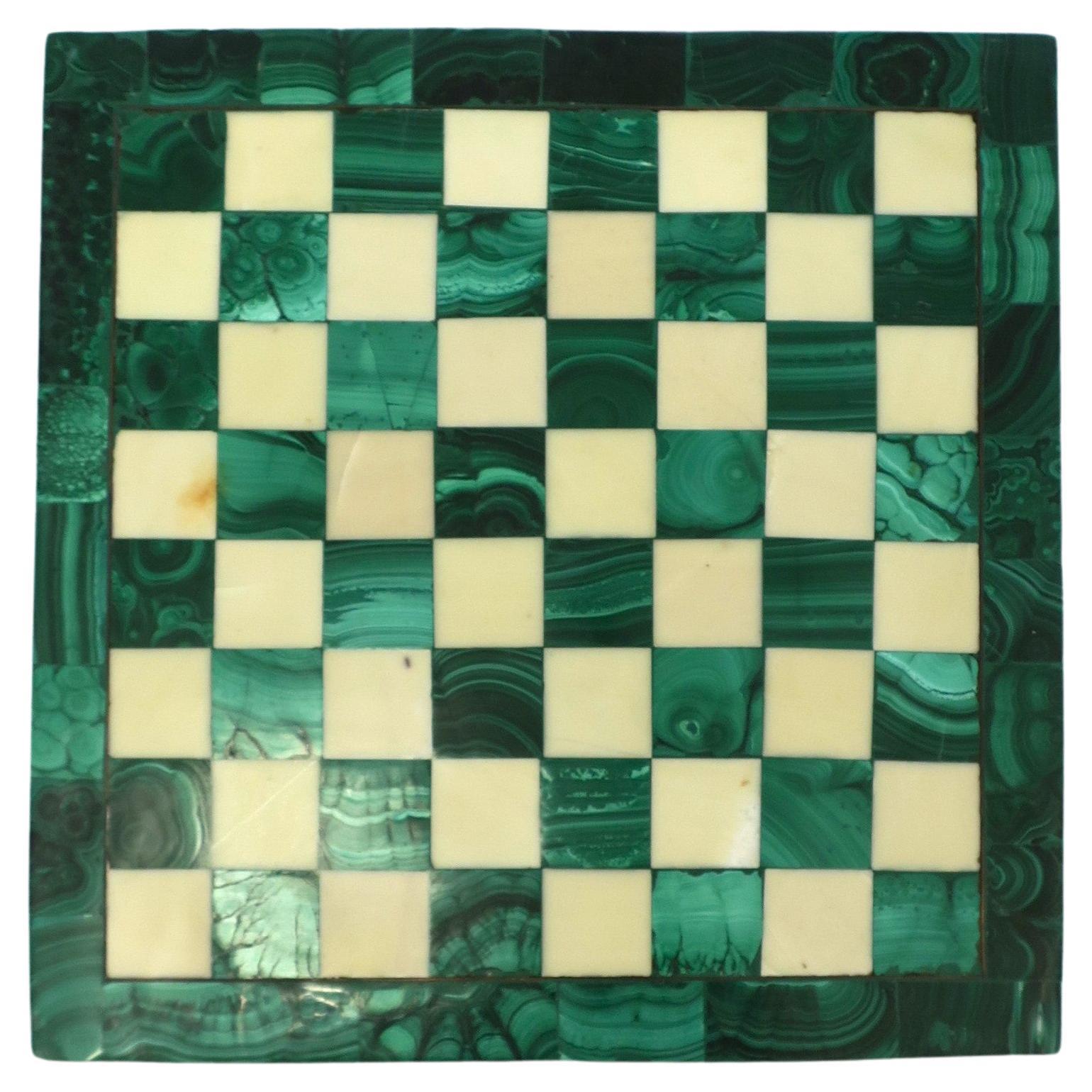 Green Malachite and Marble Chess Board