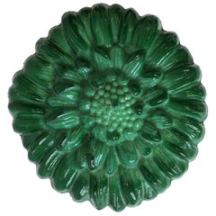 European Green Malachite Bohemian Glass Round Jewelry Box