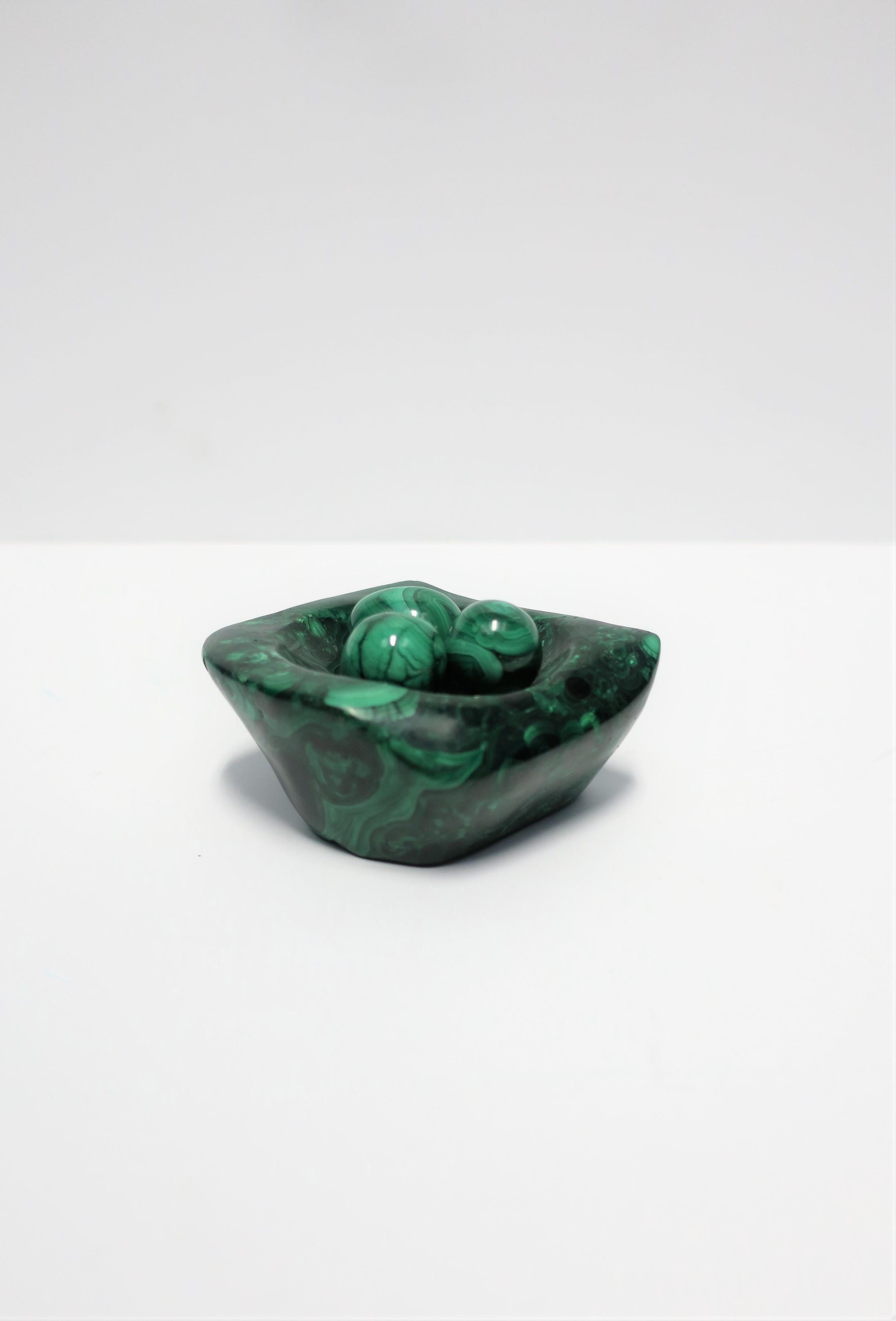 Late 20th Century Green Malachite Decorative Dish and Objects