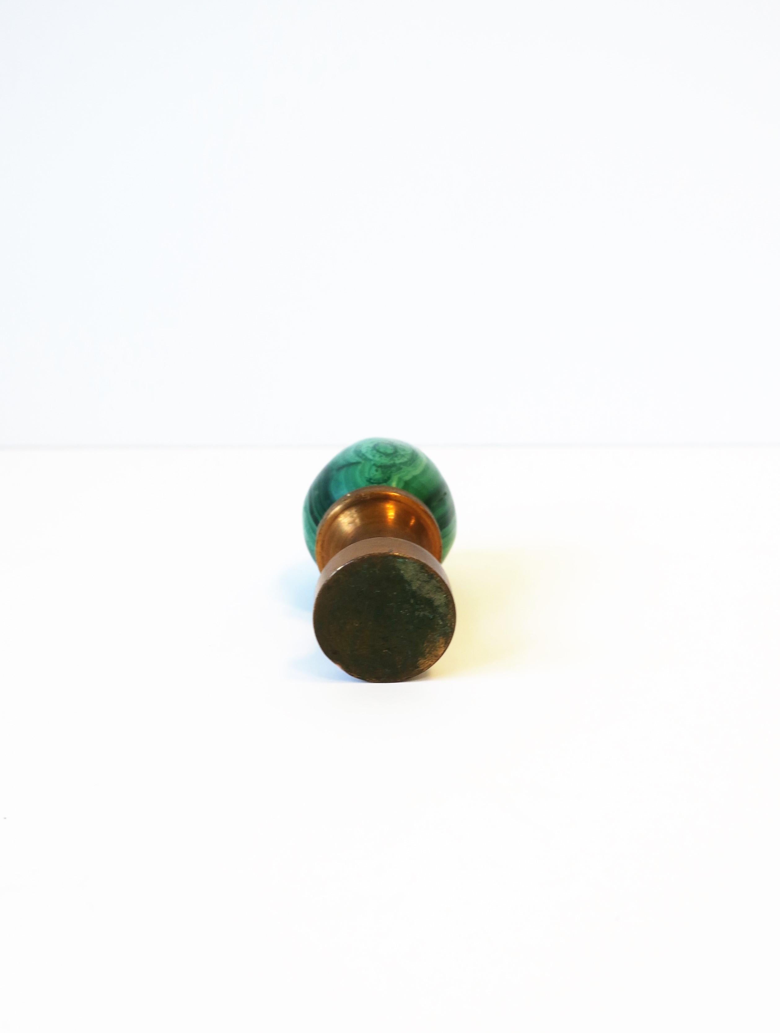 Green Malachite Egg on Copper Base Decorative Object 6