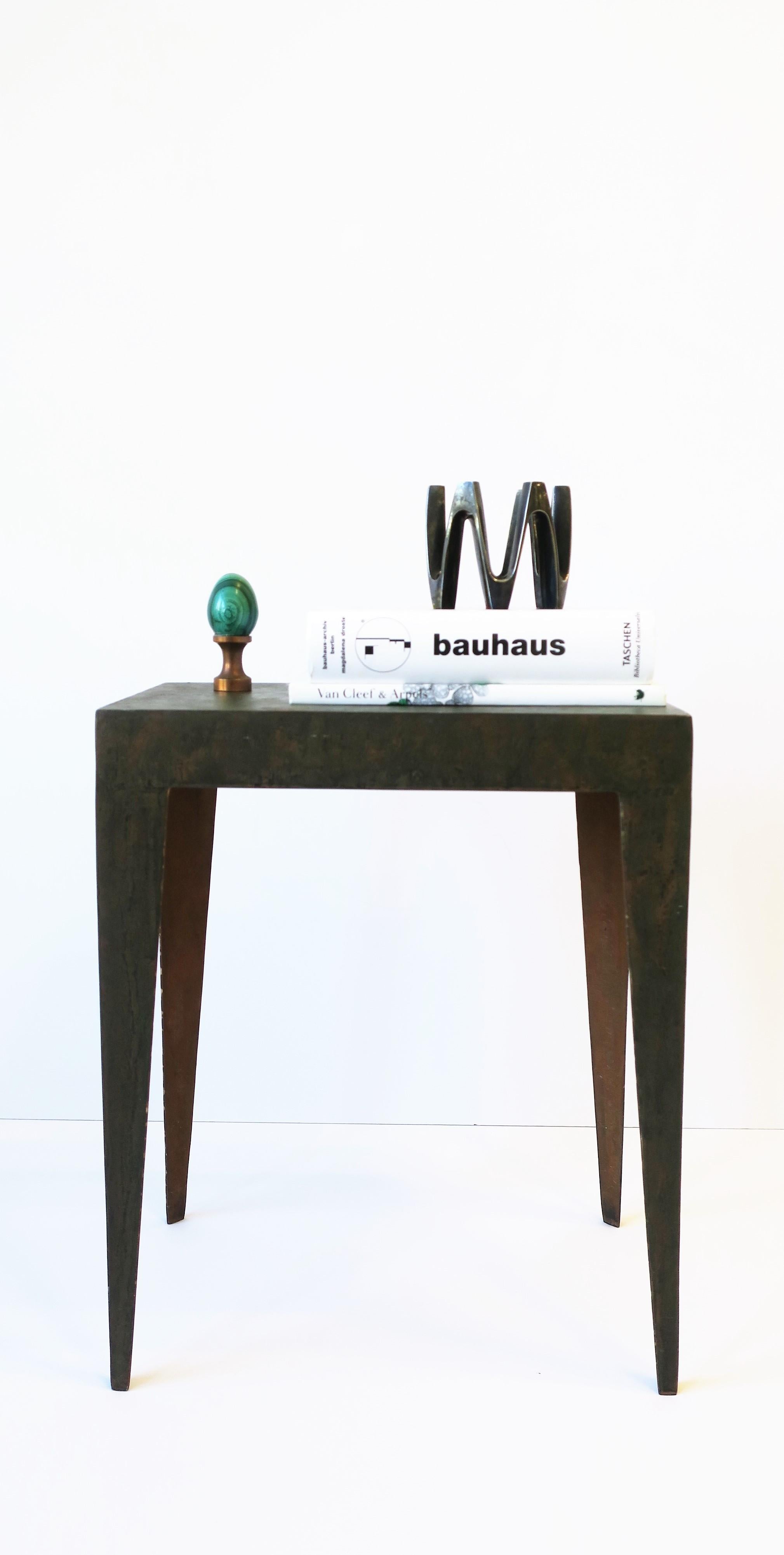 Modern Green Malachite Egg on Copper Base Decorative Object