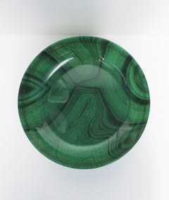 Green Malachite Glass Centerpiece Bowl with Gold Greek-Key Design