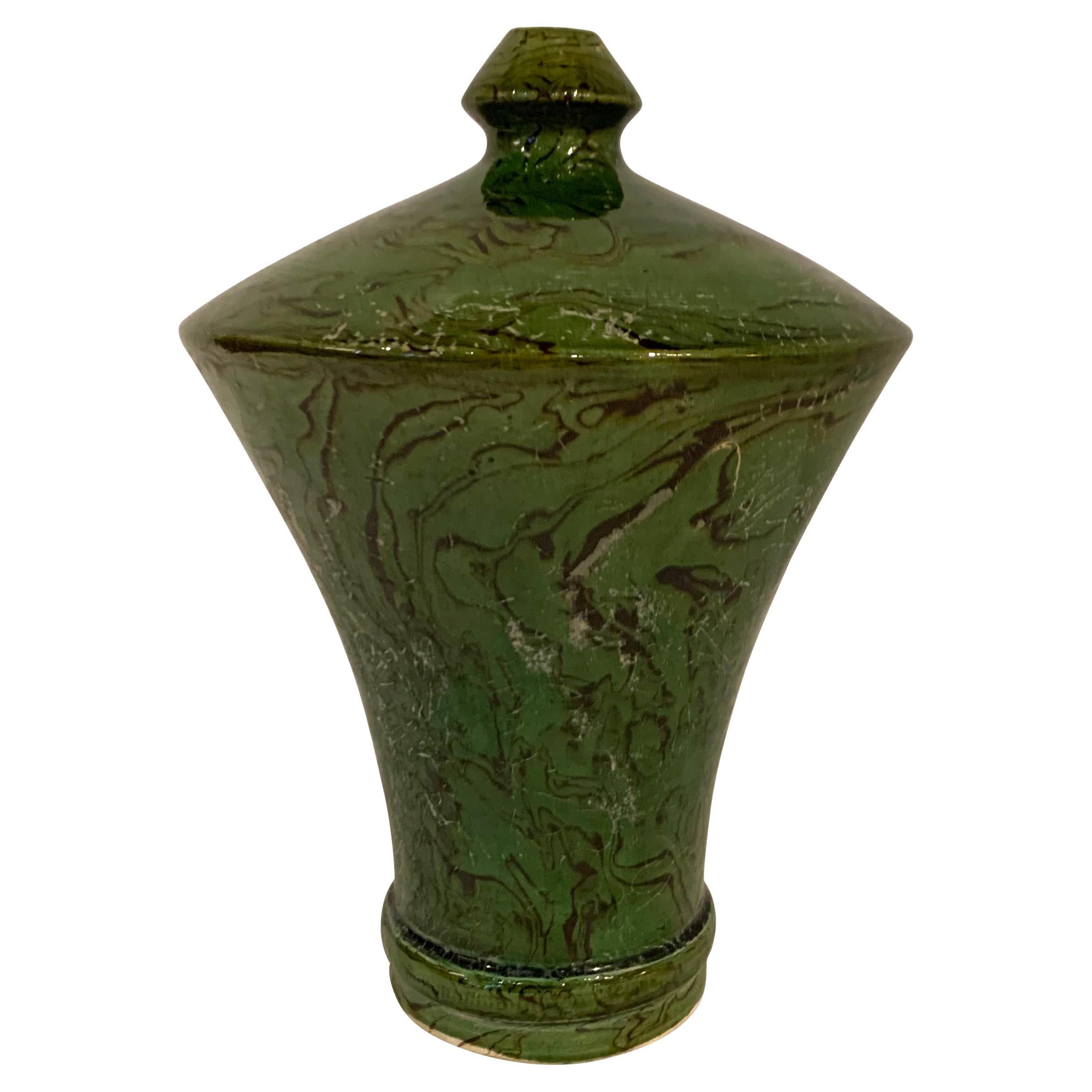 Green Malachite Patterned Vase, China, Contemporary For Sale