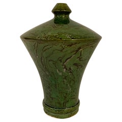 Grüne gemusterte Malachit-Vase, China, zeitgenössisch