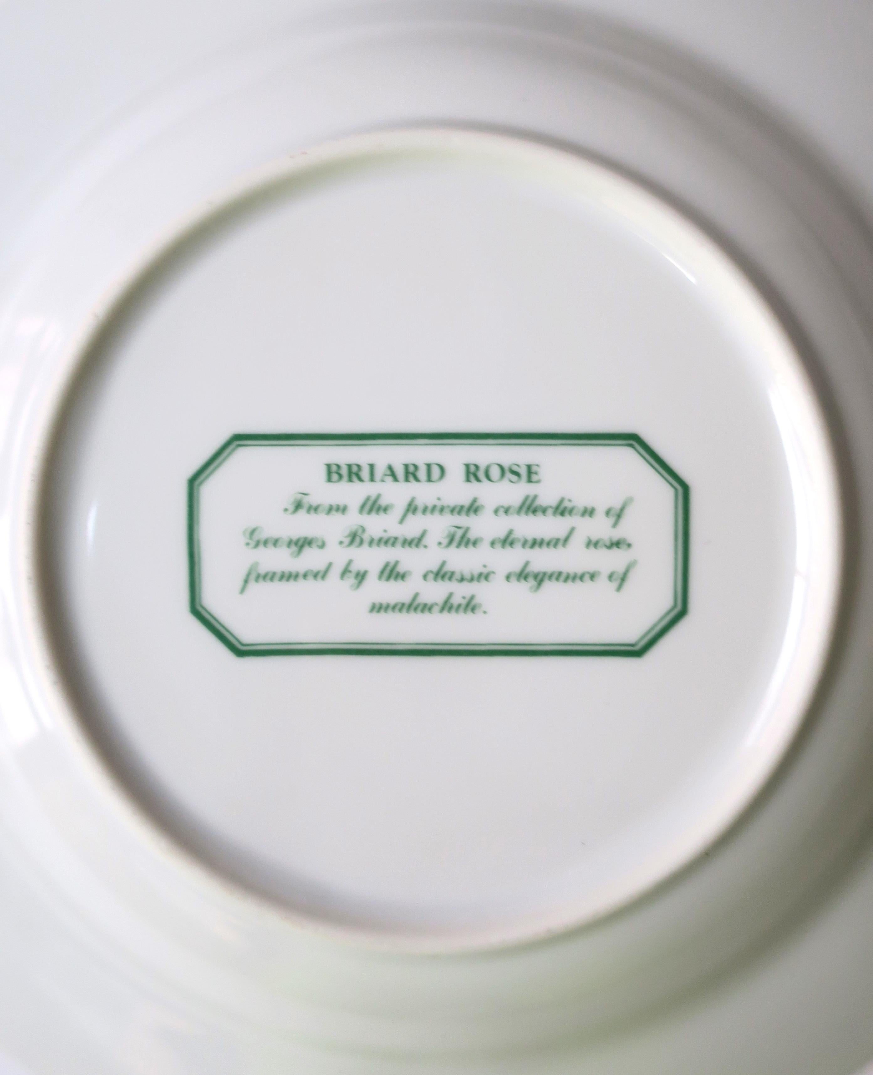 Green Malachite and Rose Chintz Porcelain Bowls, Set of 6 3