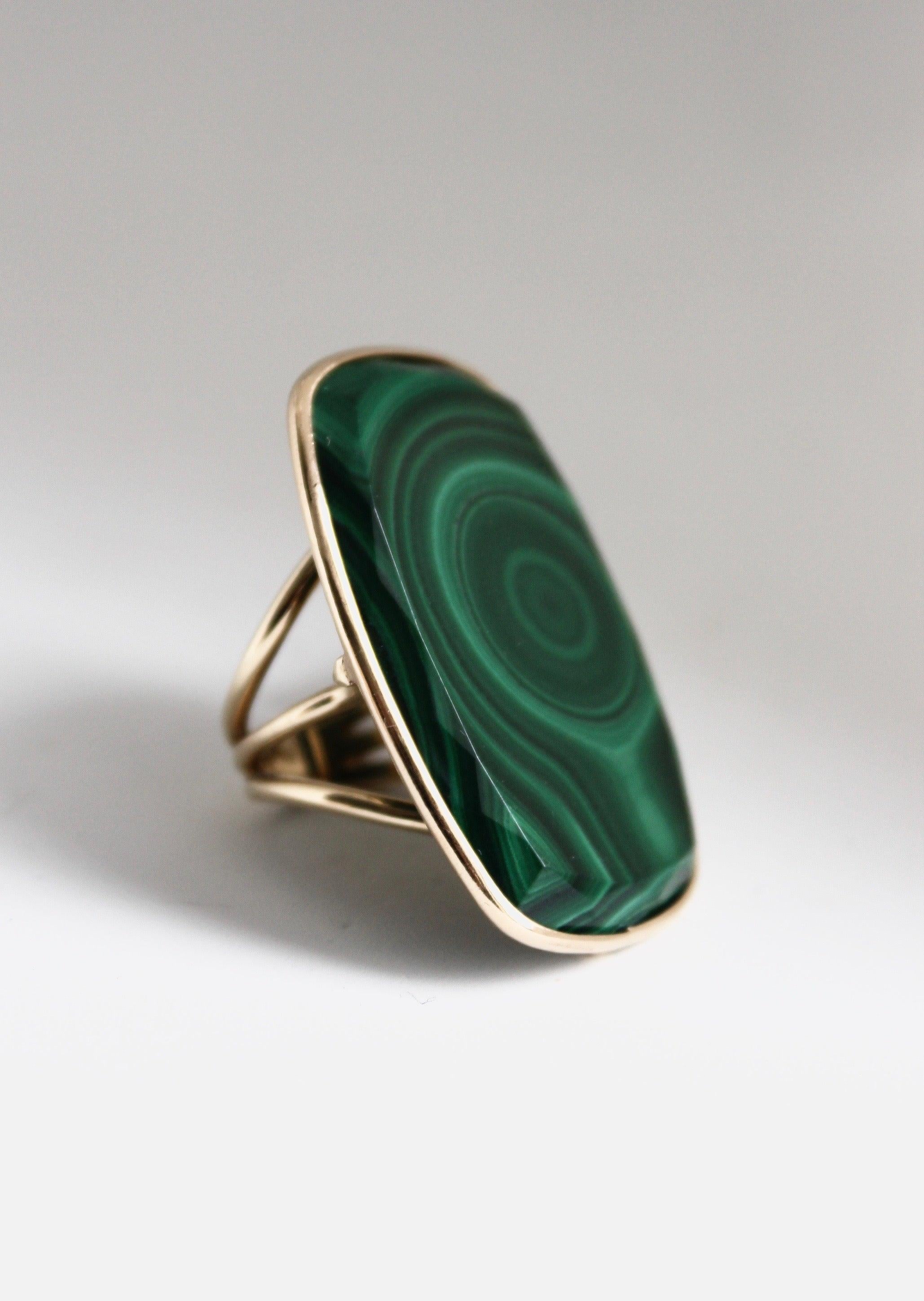 Uncut Green Malachite Ring For Sale