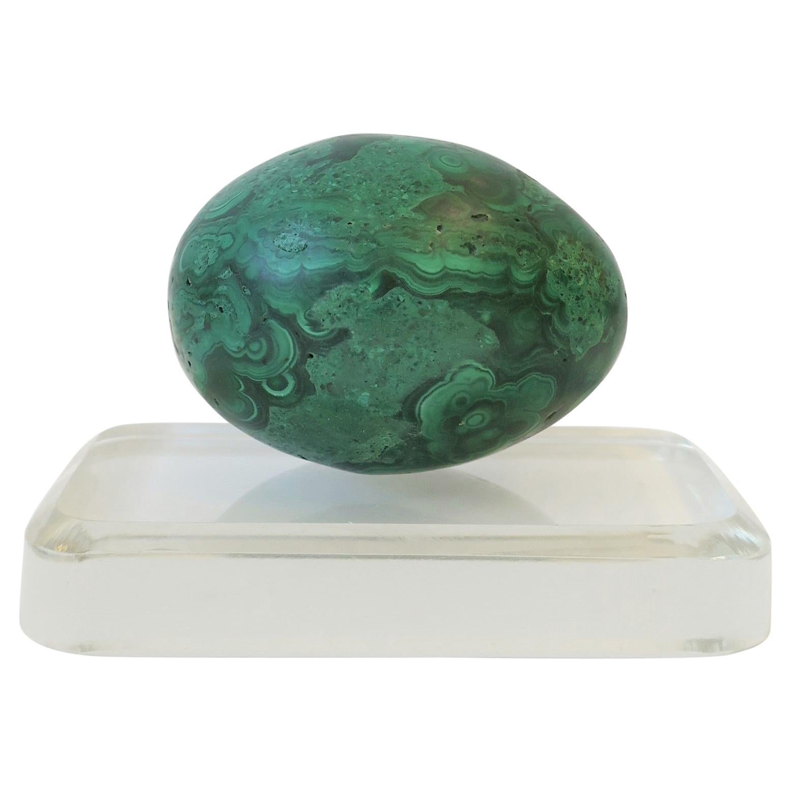 Green Malachite Sculpture and Crystal Plinth Decorative Object