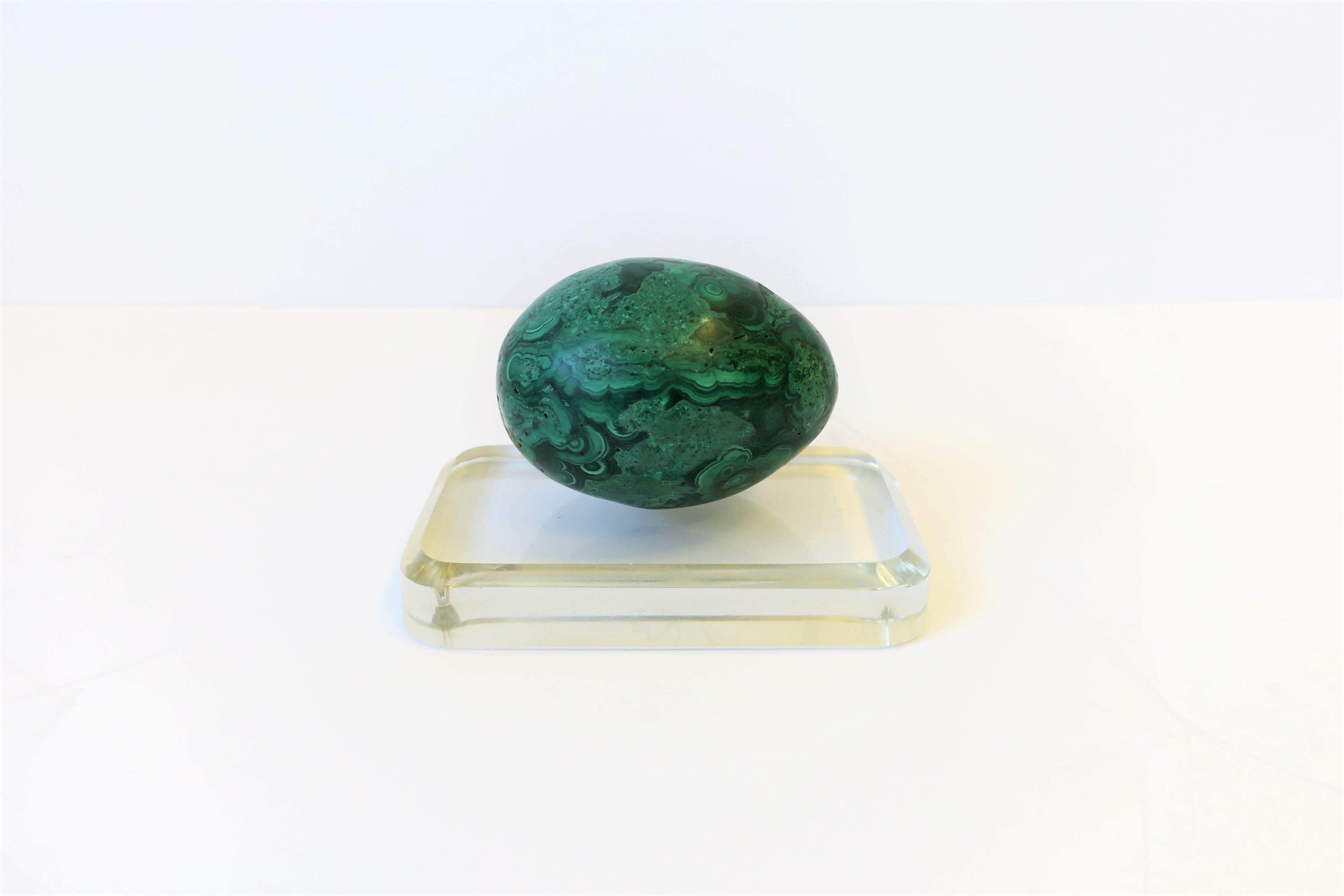 Modern Green Malachite Sculpture and Crystal Plinth Decorative Object