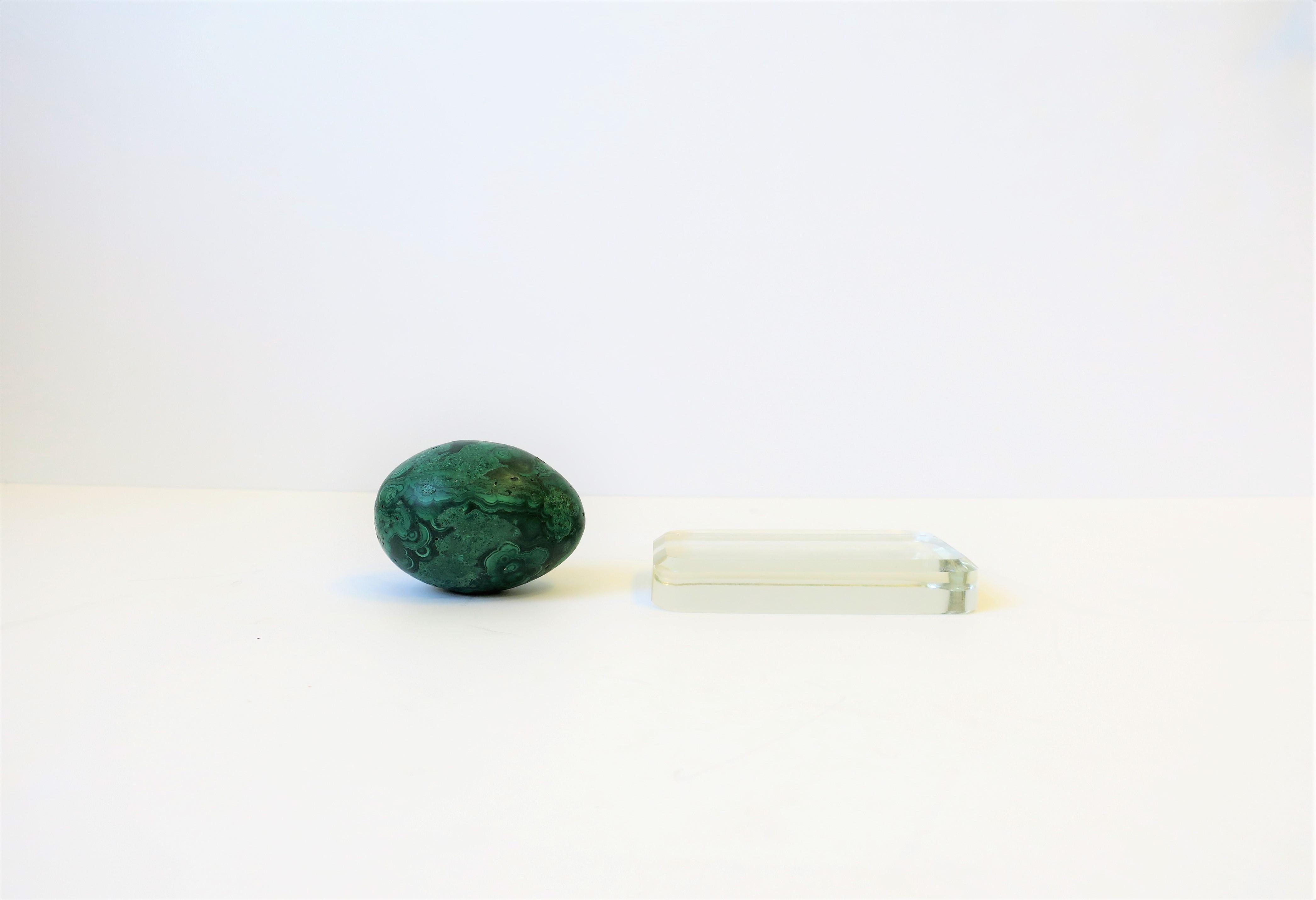 Green Malachite Sculpture and Crystal Plinth Decorative Object 2