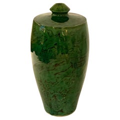 Green Malachite Small Spout Opening Vase, China, Contemporary