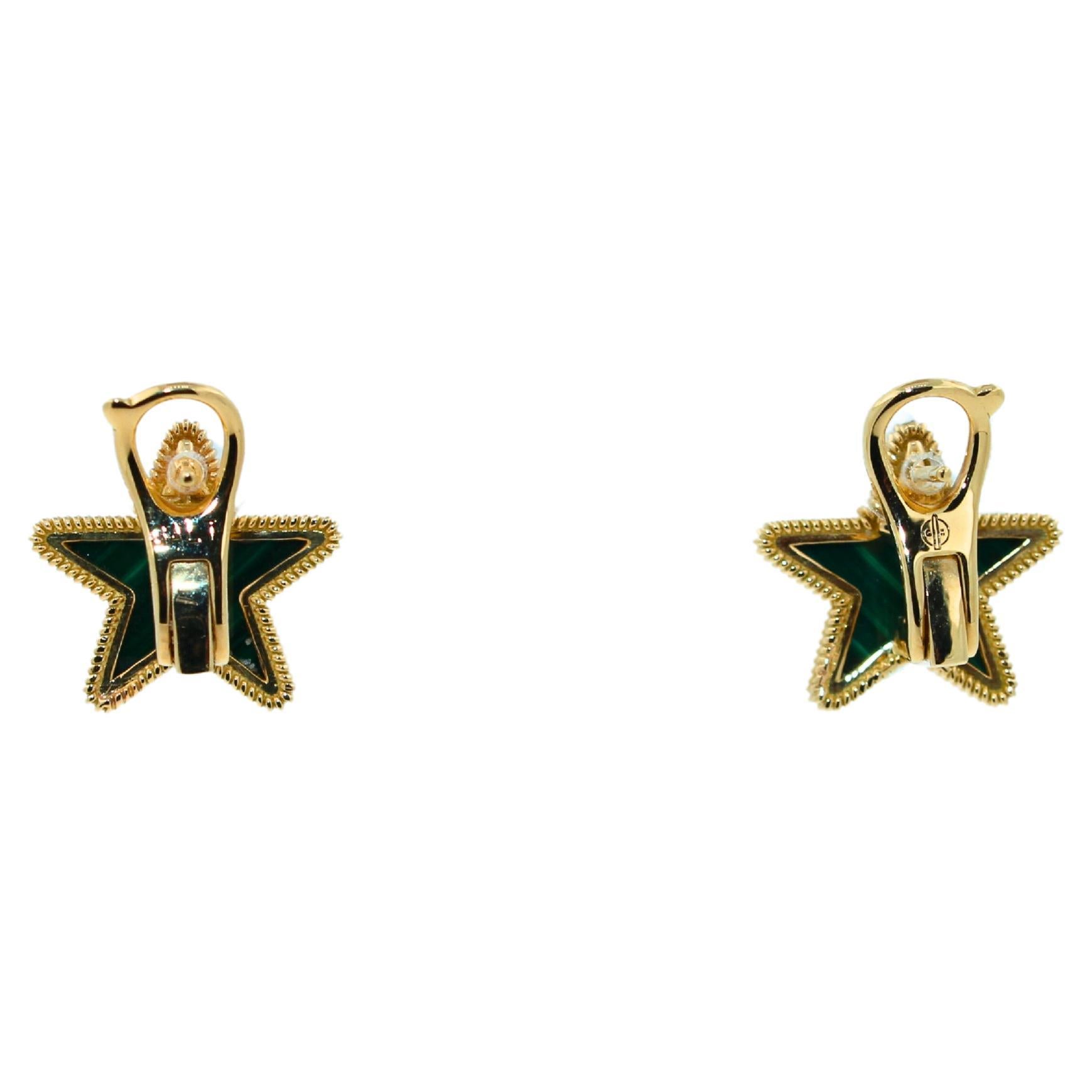 Gelbgold-Ohrringe mit grünem Malachit, Stern Galaxy Celestial Constellation, Sternzeichen im Zustand „Neu“ im Angebot in Oakton, VA
