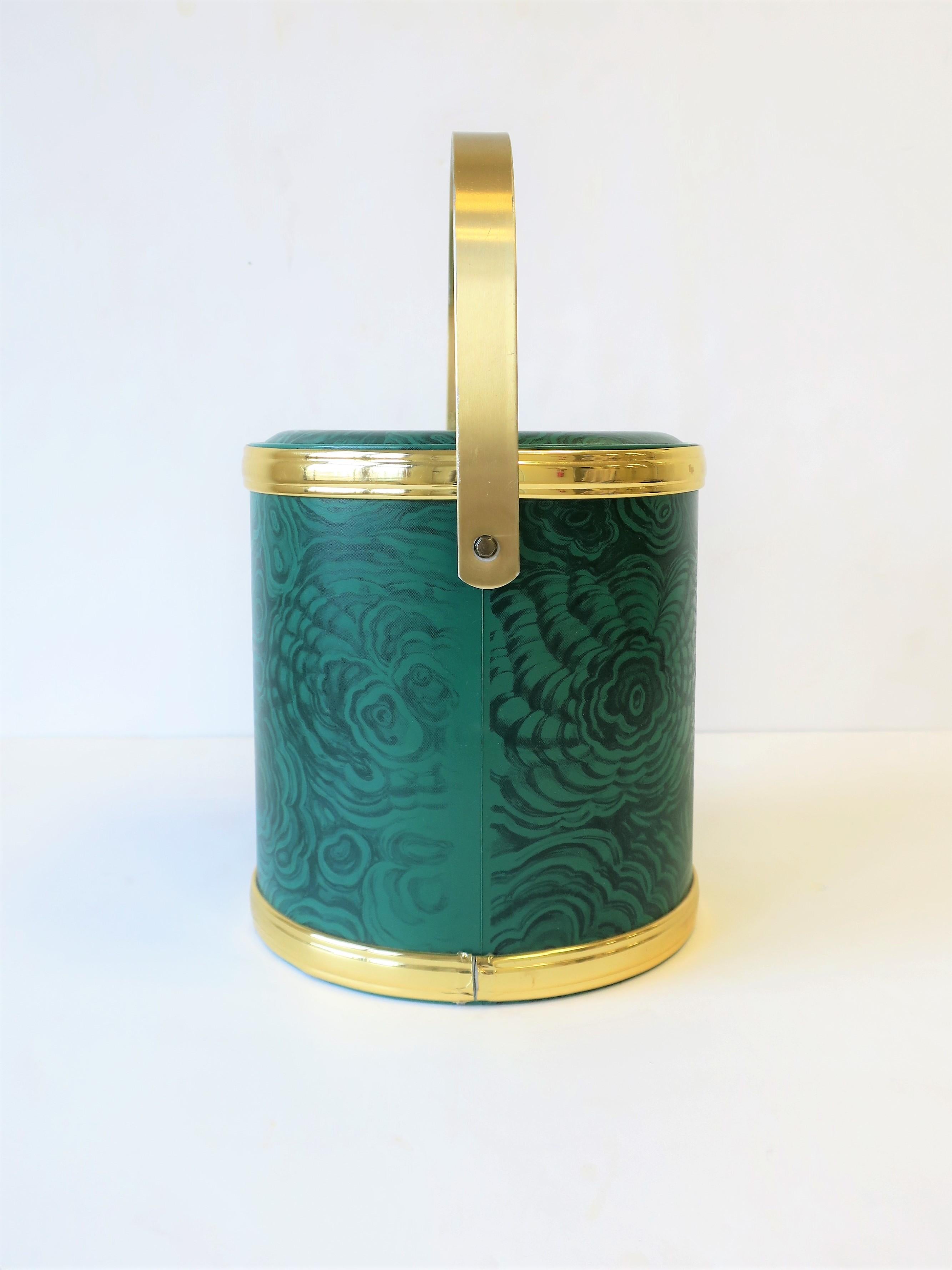 Green Malachite Style Ice Bucket by Georges Briard, ca. 1970s 2