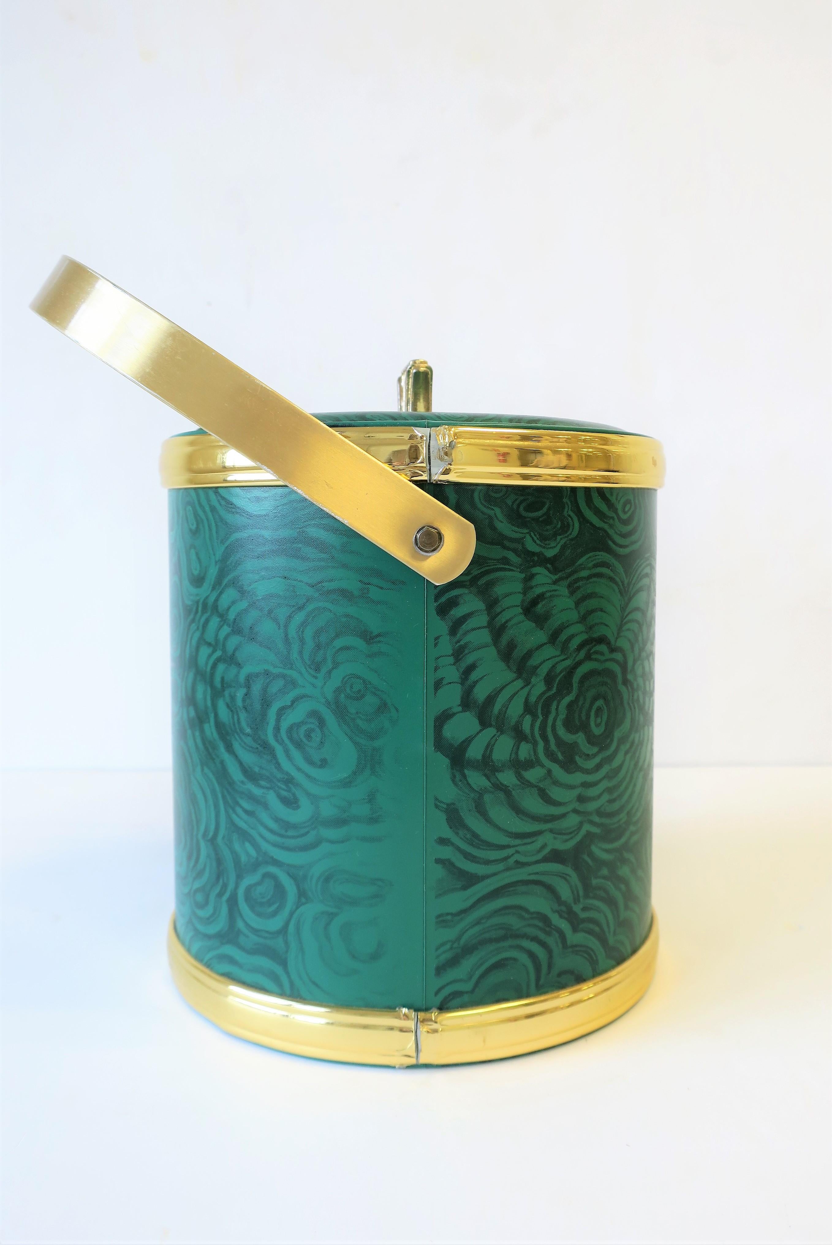 Green Malachite Style Ice Bucket by Georges Briard, ca. 1970s 3