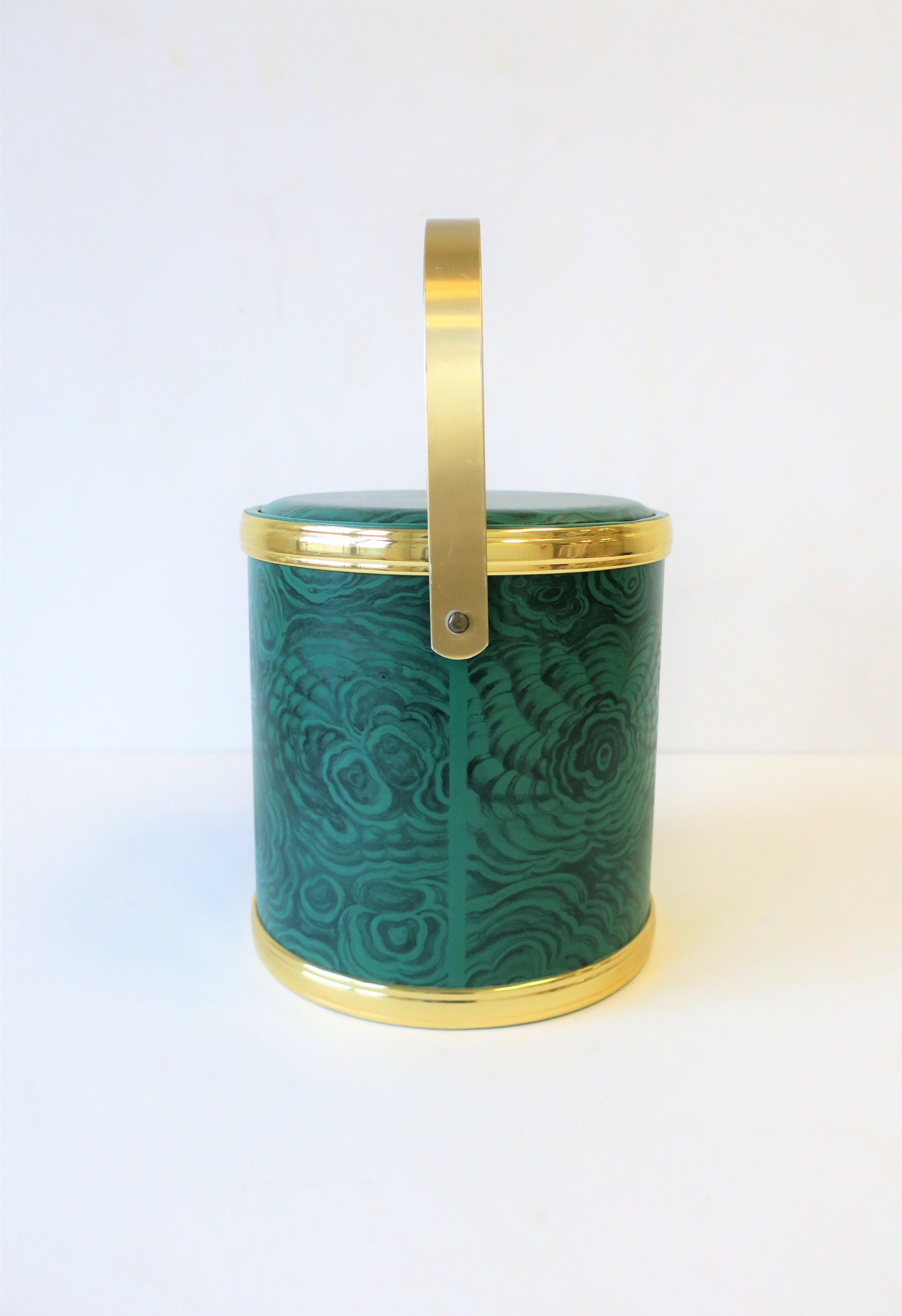 Green Malachite Style Ice Bucket by Georges Briard, ca. 1970s 4