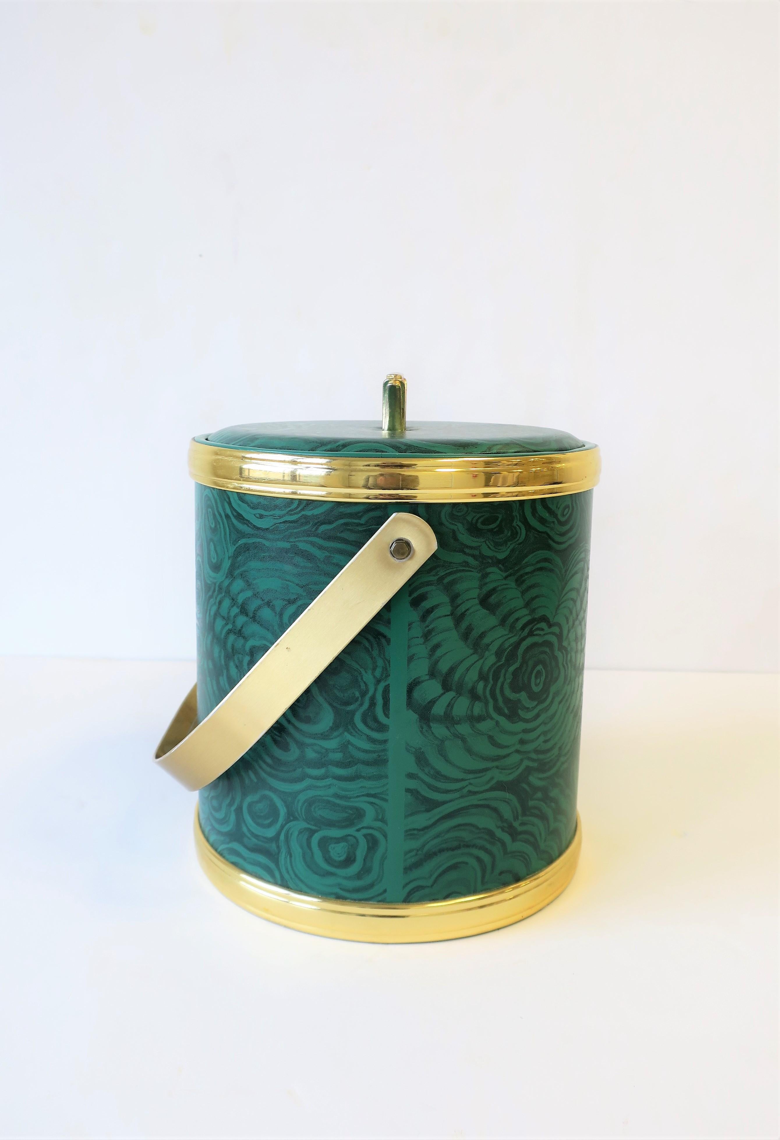 Green Malachite Style Ice Bucket by Georges Briard, ca. 1970s 5