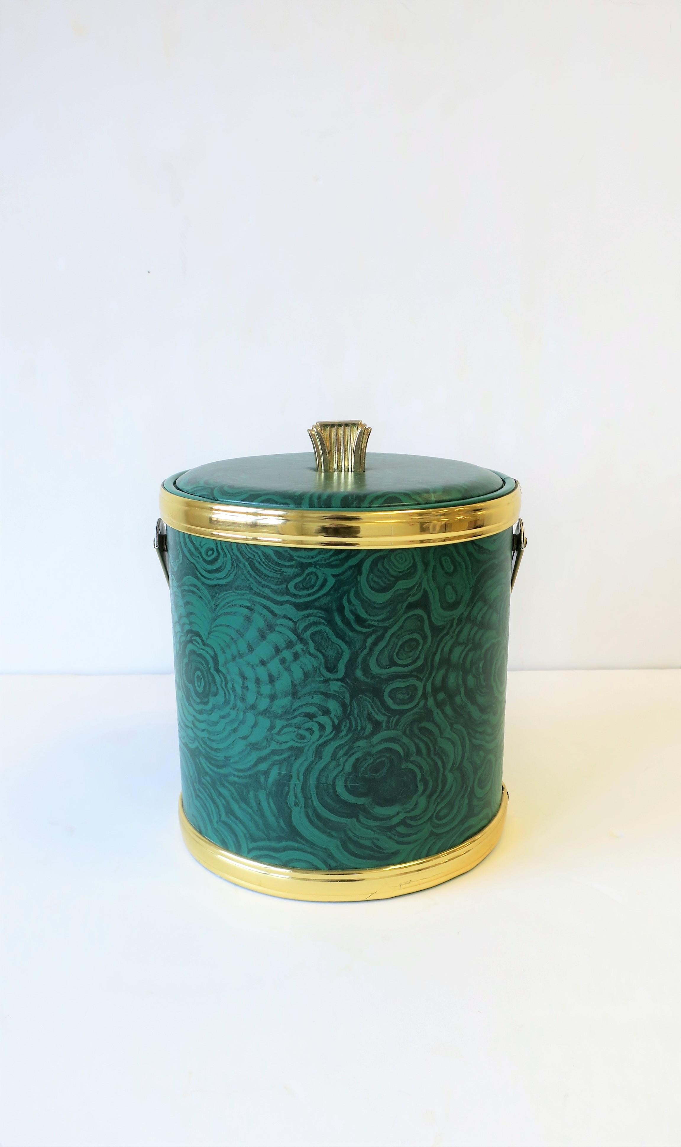 Modern Green Malachite Style Ice Bucket by Georges Briard, ca. 1970s