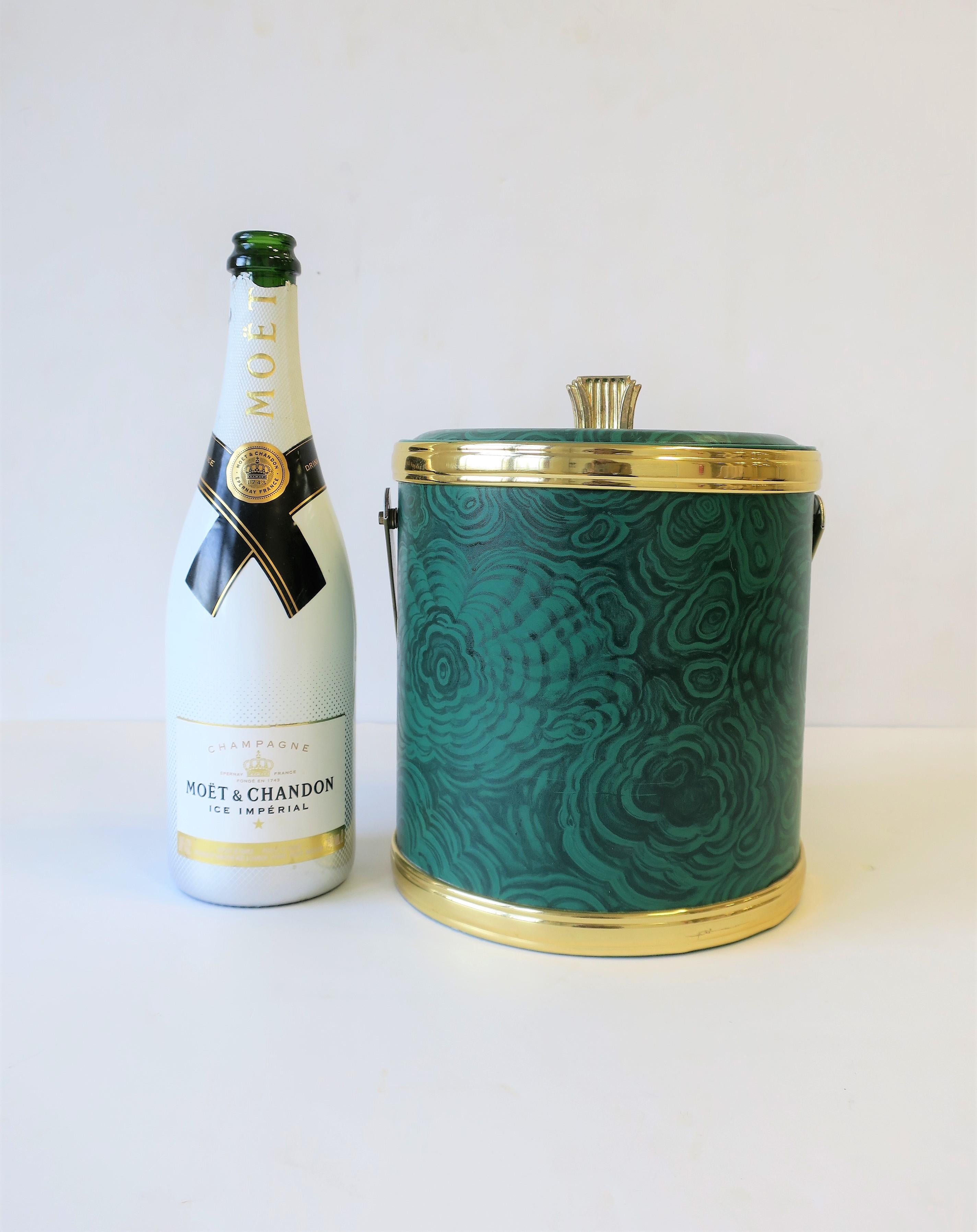 American Green Malachite Style Ice Bucket by Georges Briard, ca. 1970s