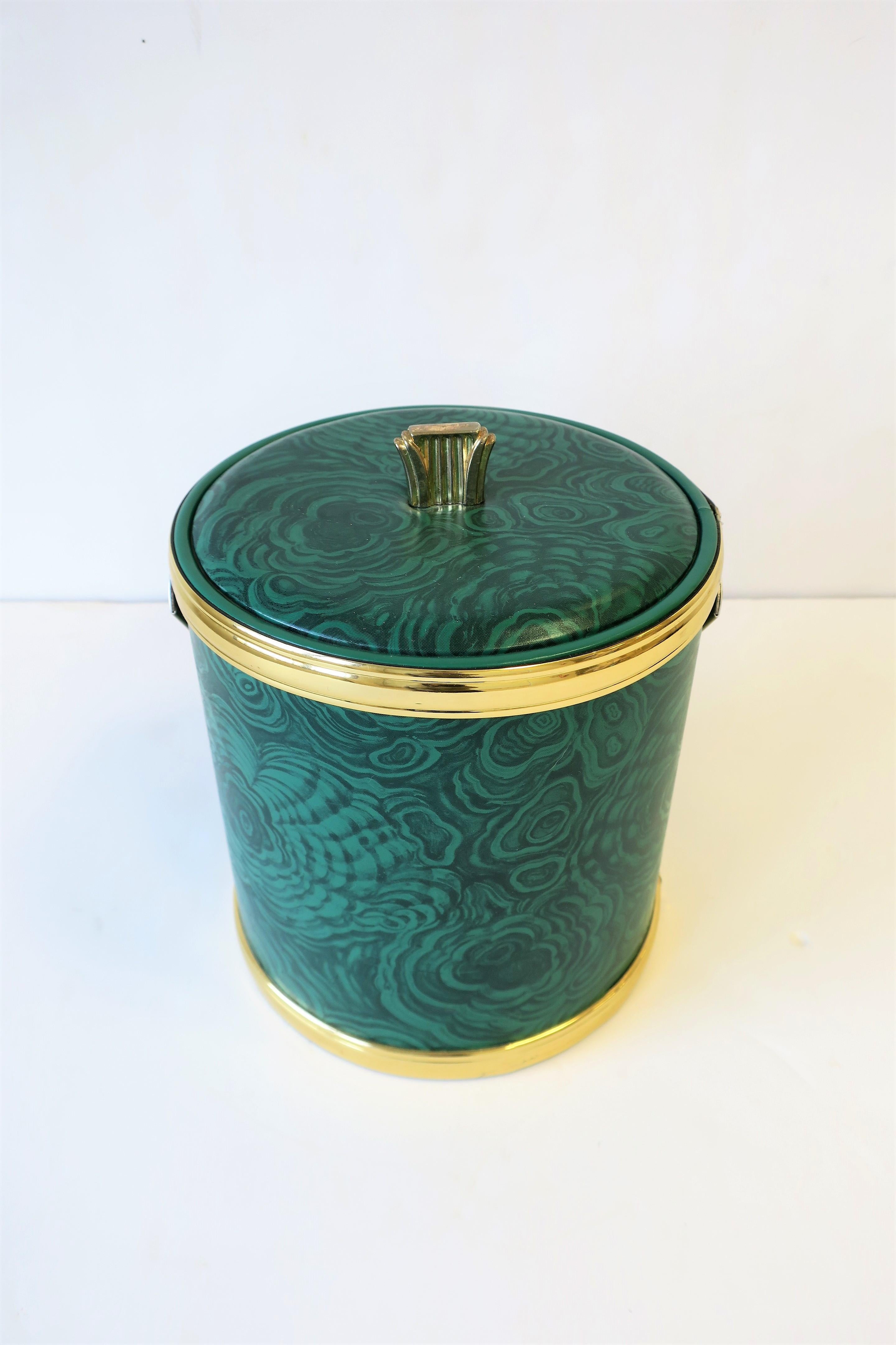 Plated Green Malachite Style Ice Bucket by Georges Briard, ca. 1970s