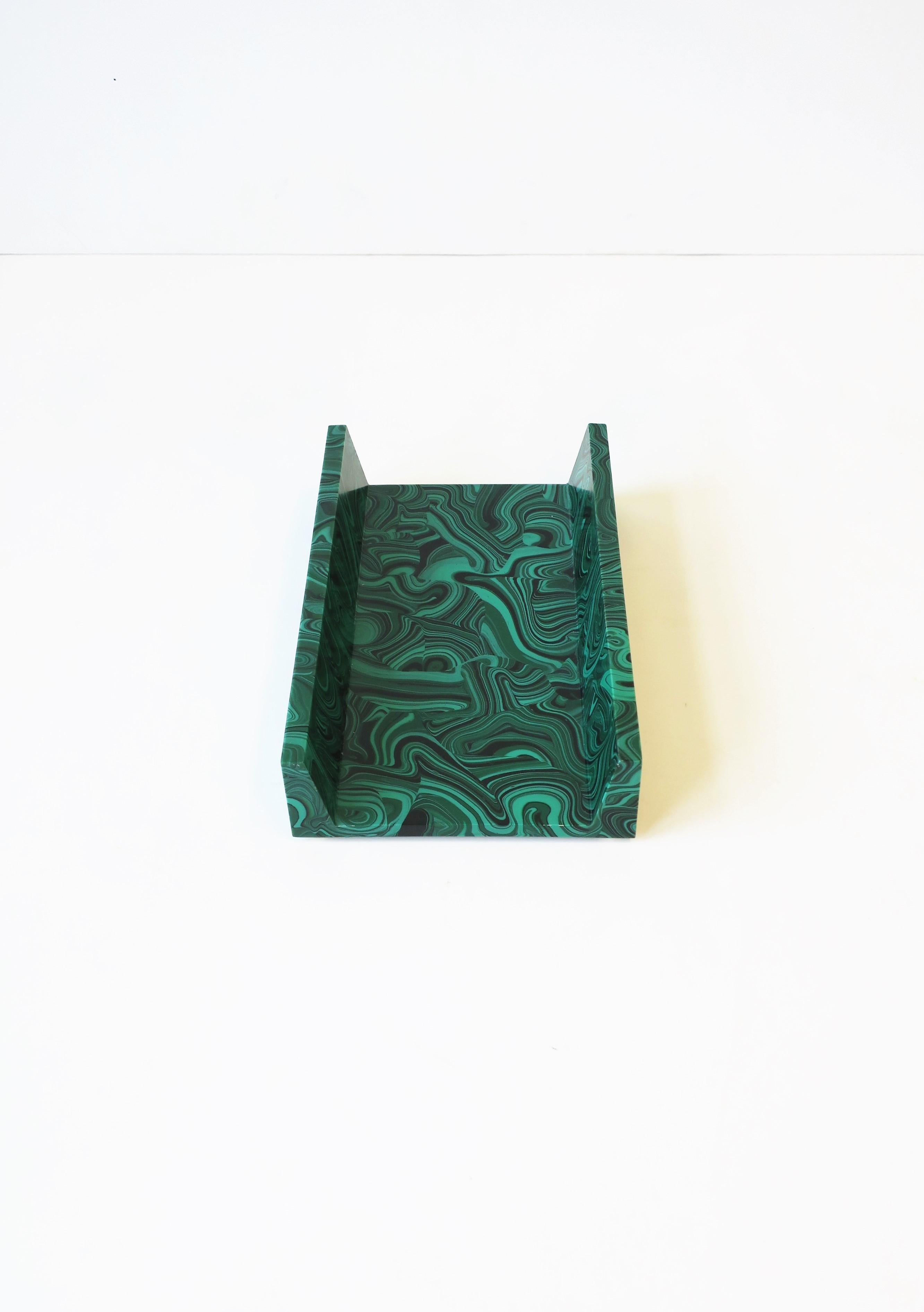 20th Century Green Malachite Style Paper Napkin or Hand-Towel Holder