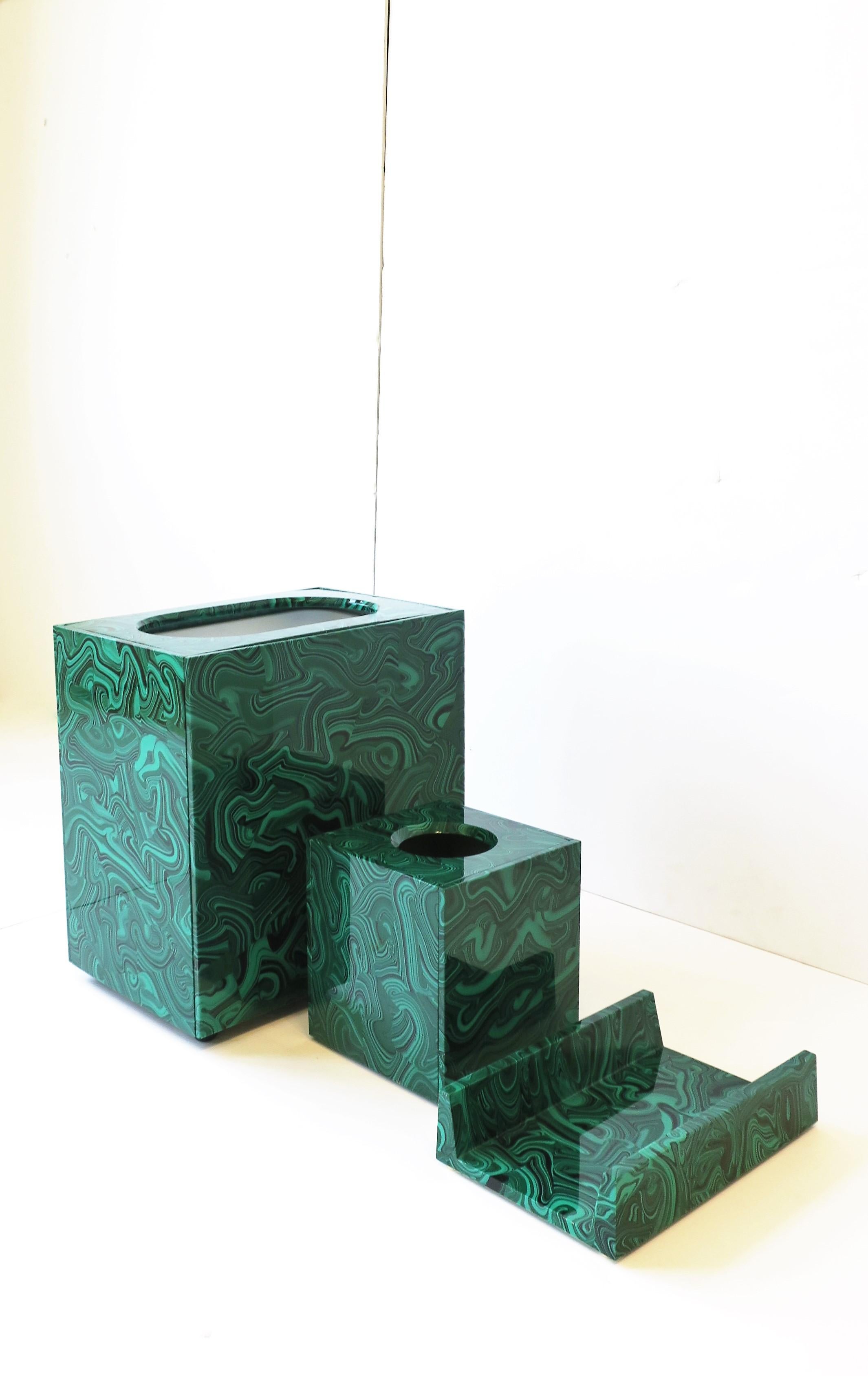 Green Malachite Style Wastebasket or Trash Can 3