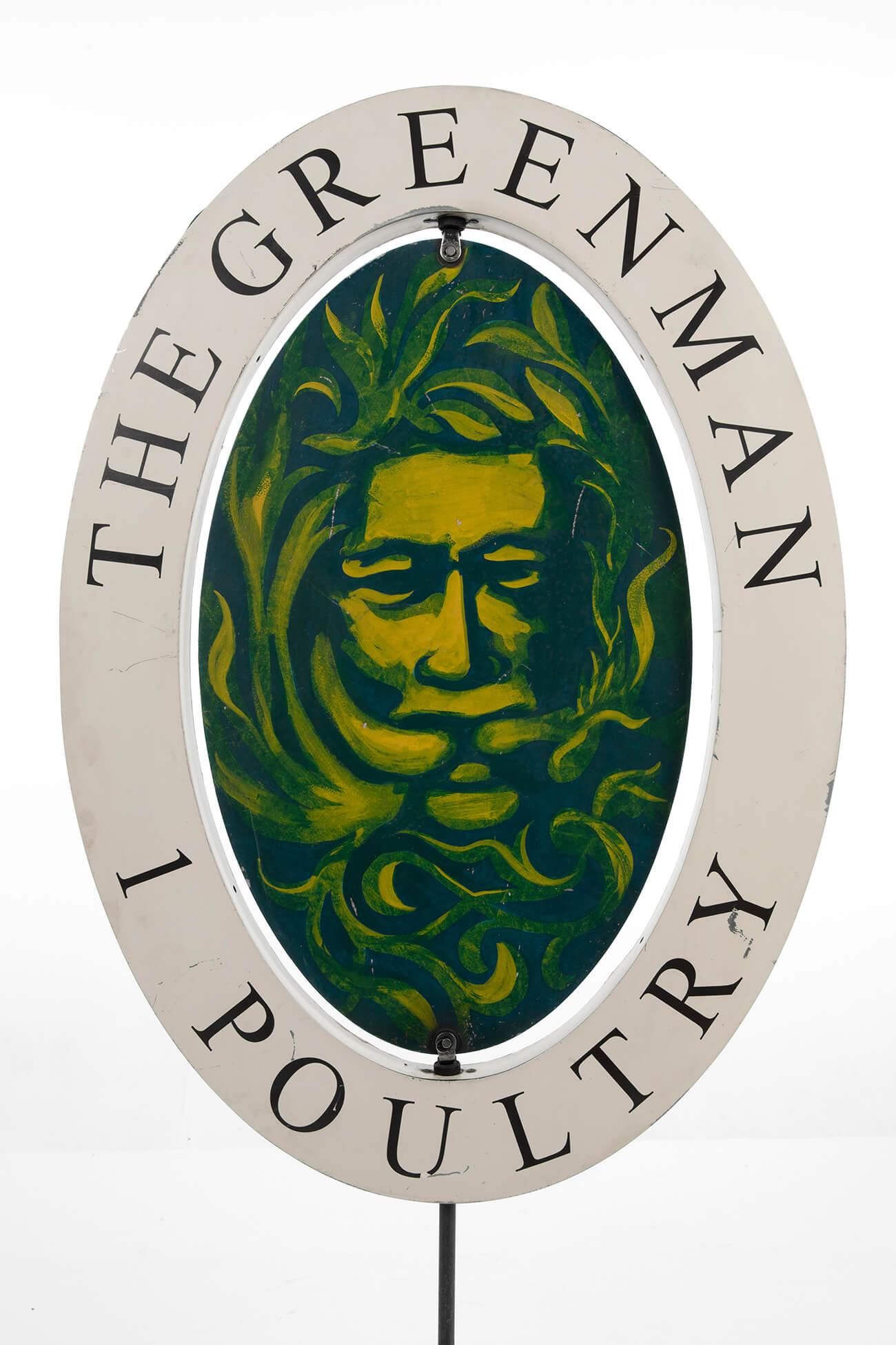Mid-Century Modern Green Man Original London Pub Sign For Sale