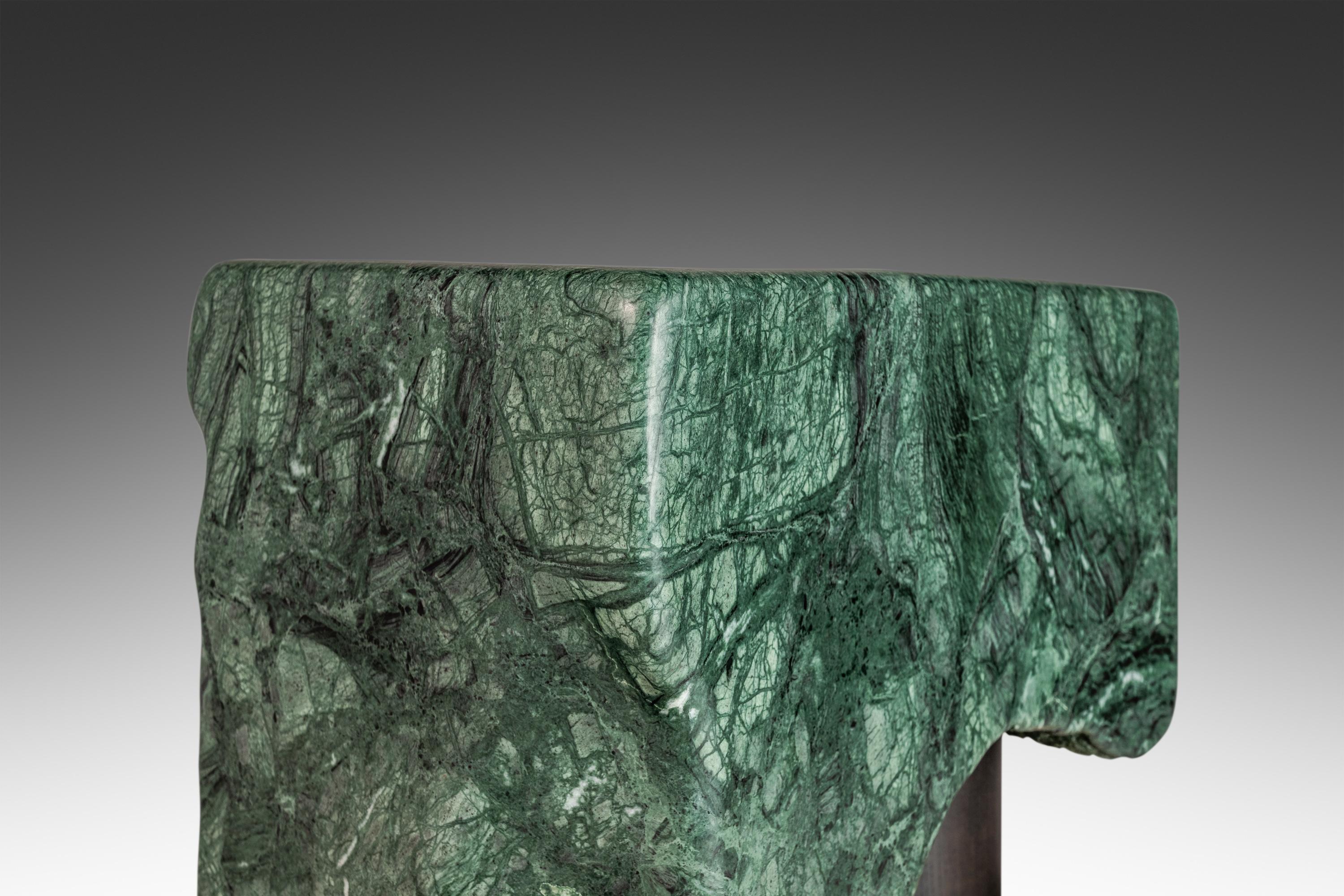 Green Marble Abstract Organic Modern Sculpture by Mark Leblanc, USA, 2000's For Sale 9