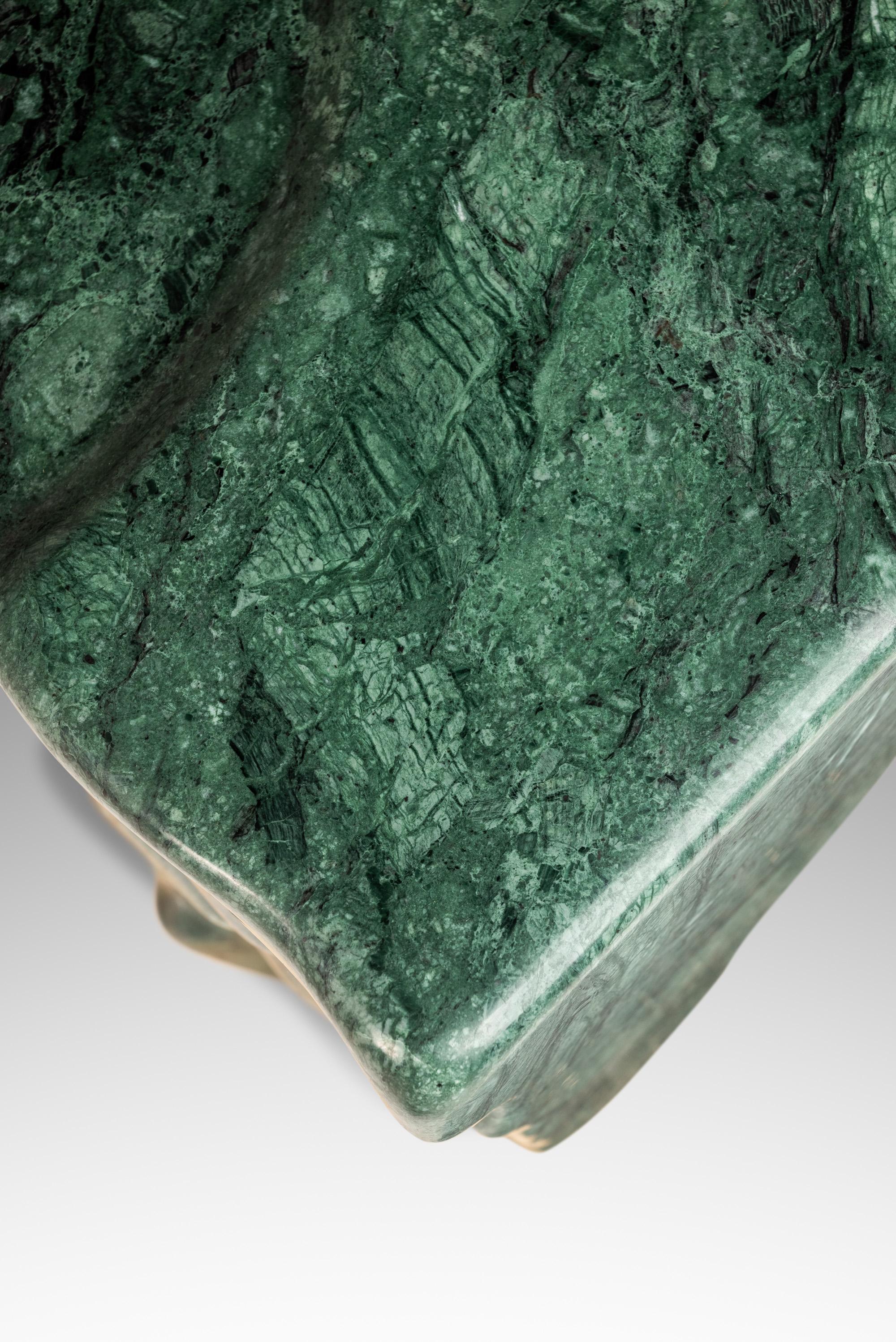 Green Marble Abstract Organic Modern Sculpture by Mark Leblanc, USA, 2000's For Sale 10