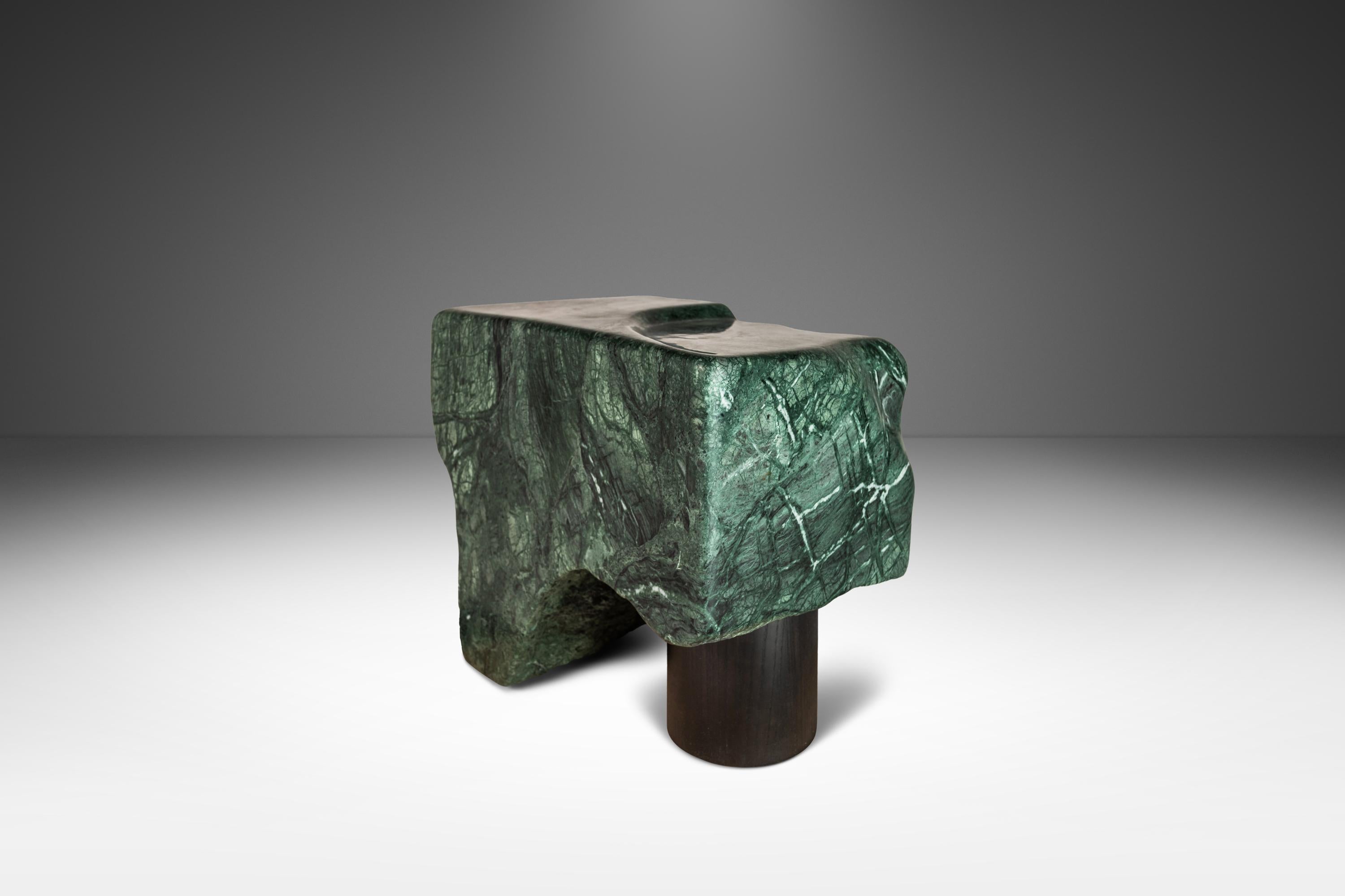 Green Marble Abstract Organic Modern Sculpture by Mark Leblanc, USA, 2000's In Excellent Condition For Sale In Deland, FL