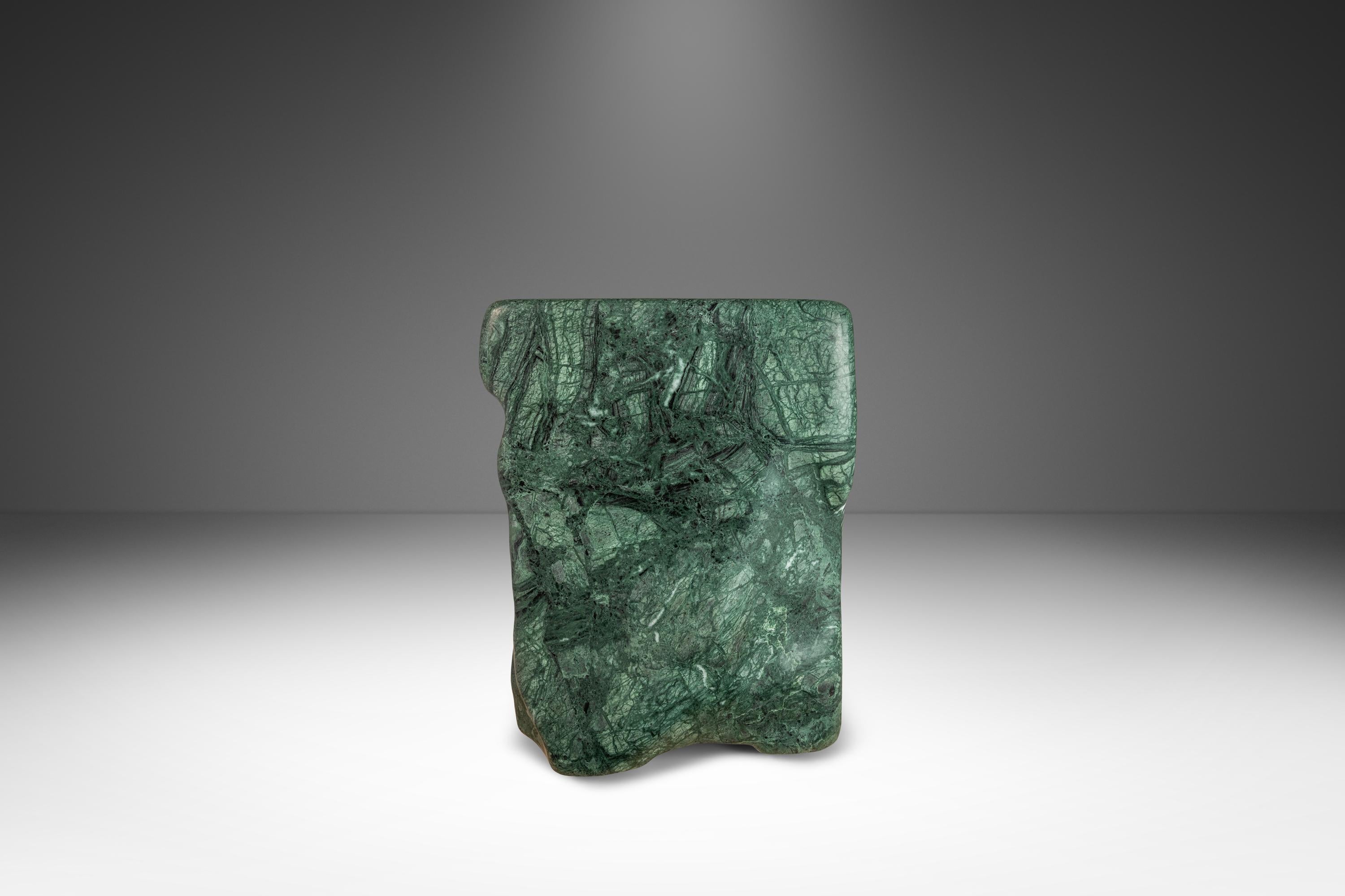 Green Marble Abstract Organic Modern Sculpture by Mark Leblanc, USA, 2000's For Sale 1